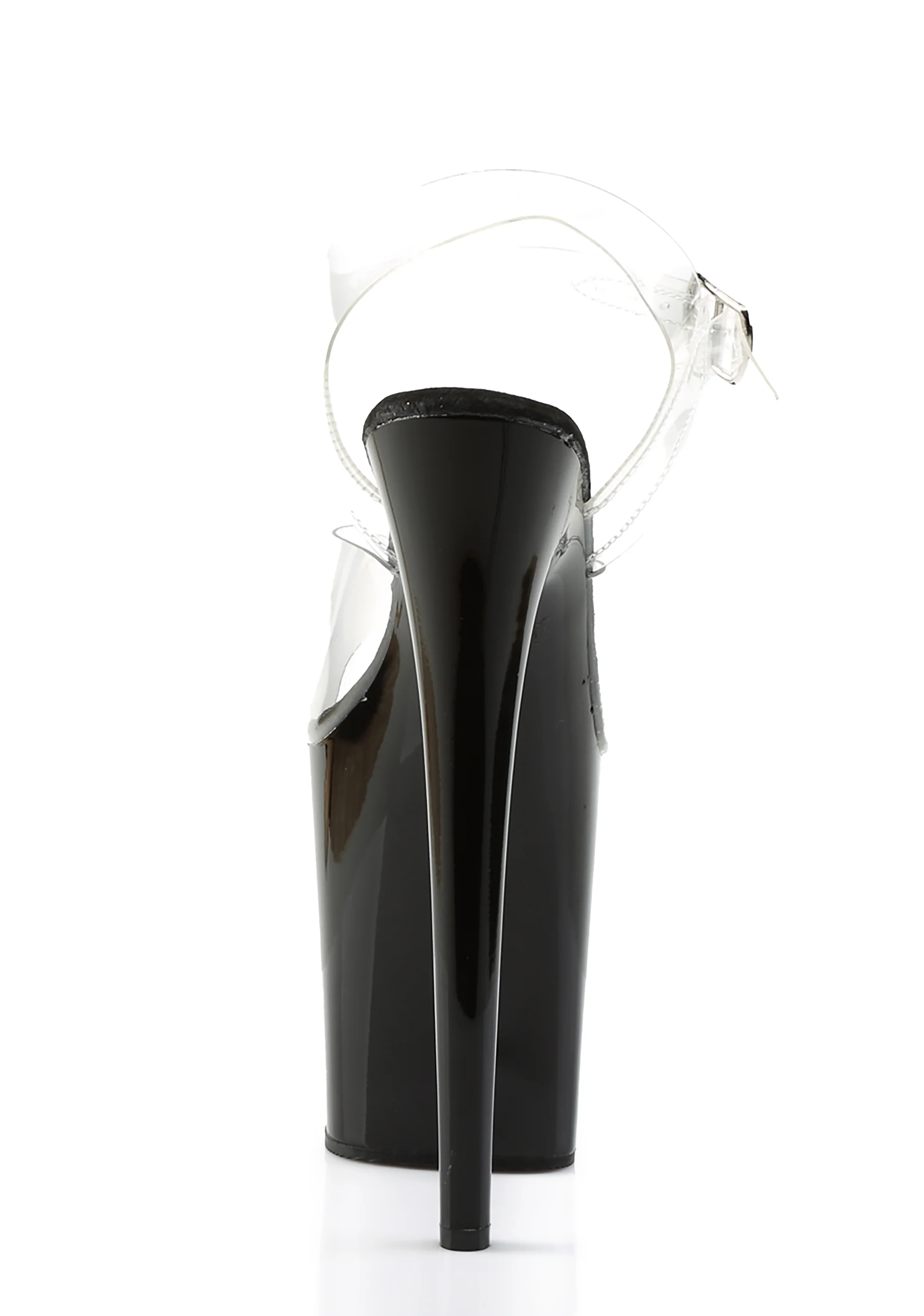 Flamingo-808 Platform Ankle Strap Sandals-Clear-Black - Image 4