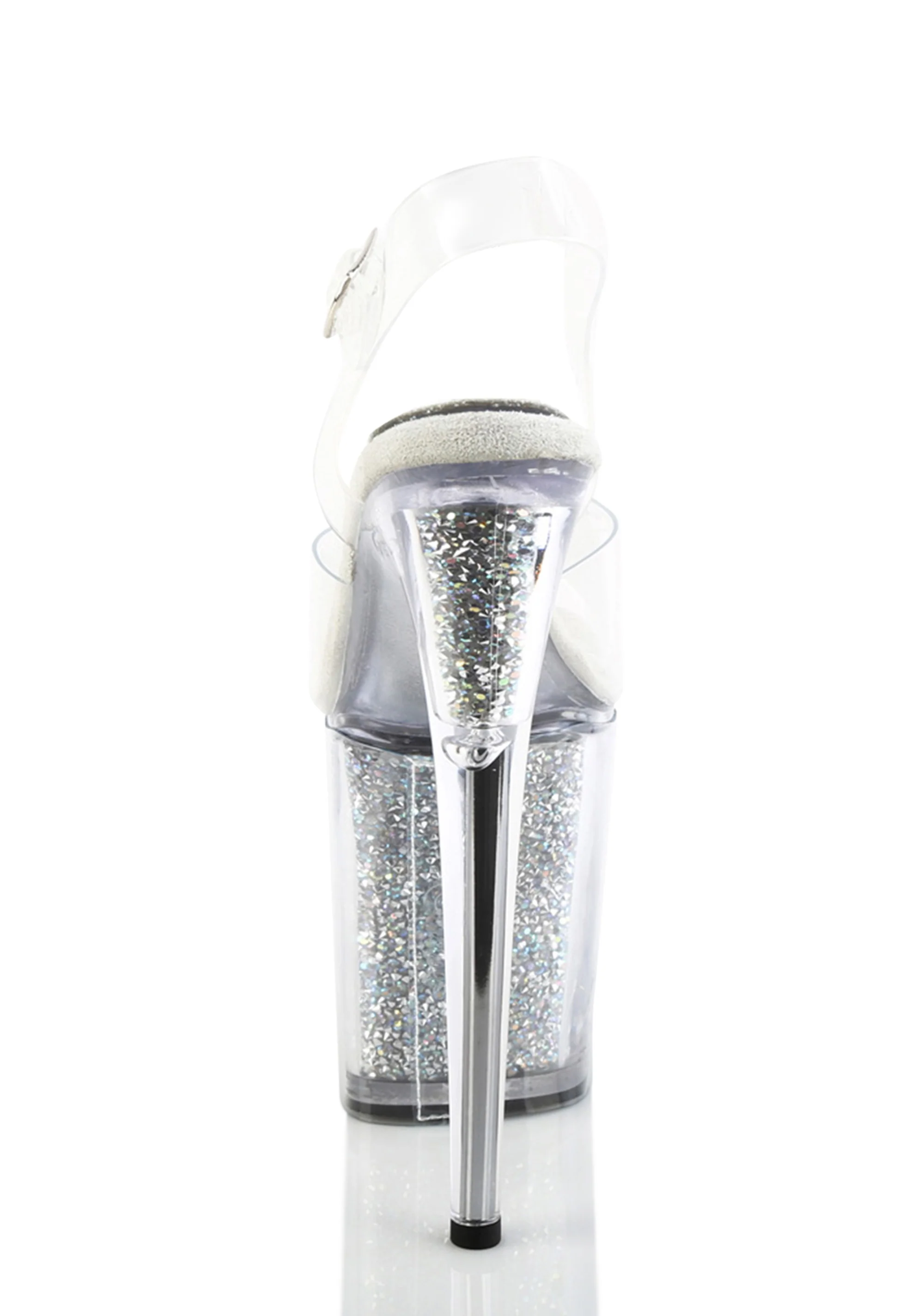 Flamingo-808PREM Platform Ankle Straps Sandals-Clear-Rhinestones - Image 4