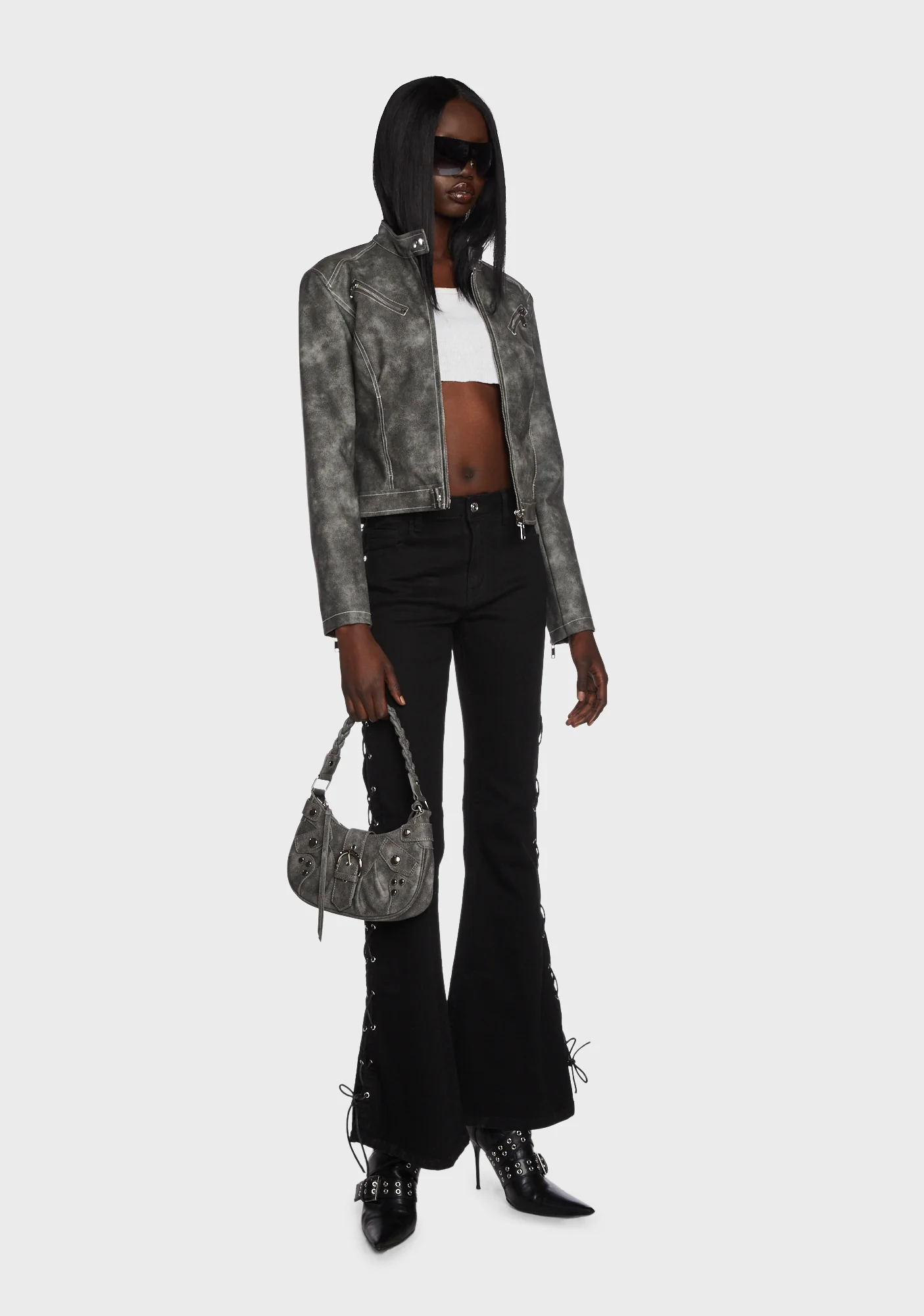 Flared Jeans With Side Ties - Image 2