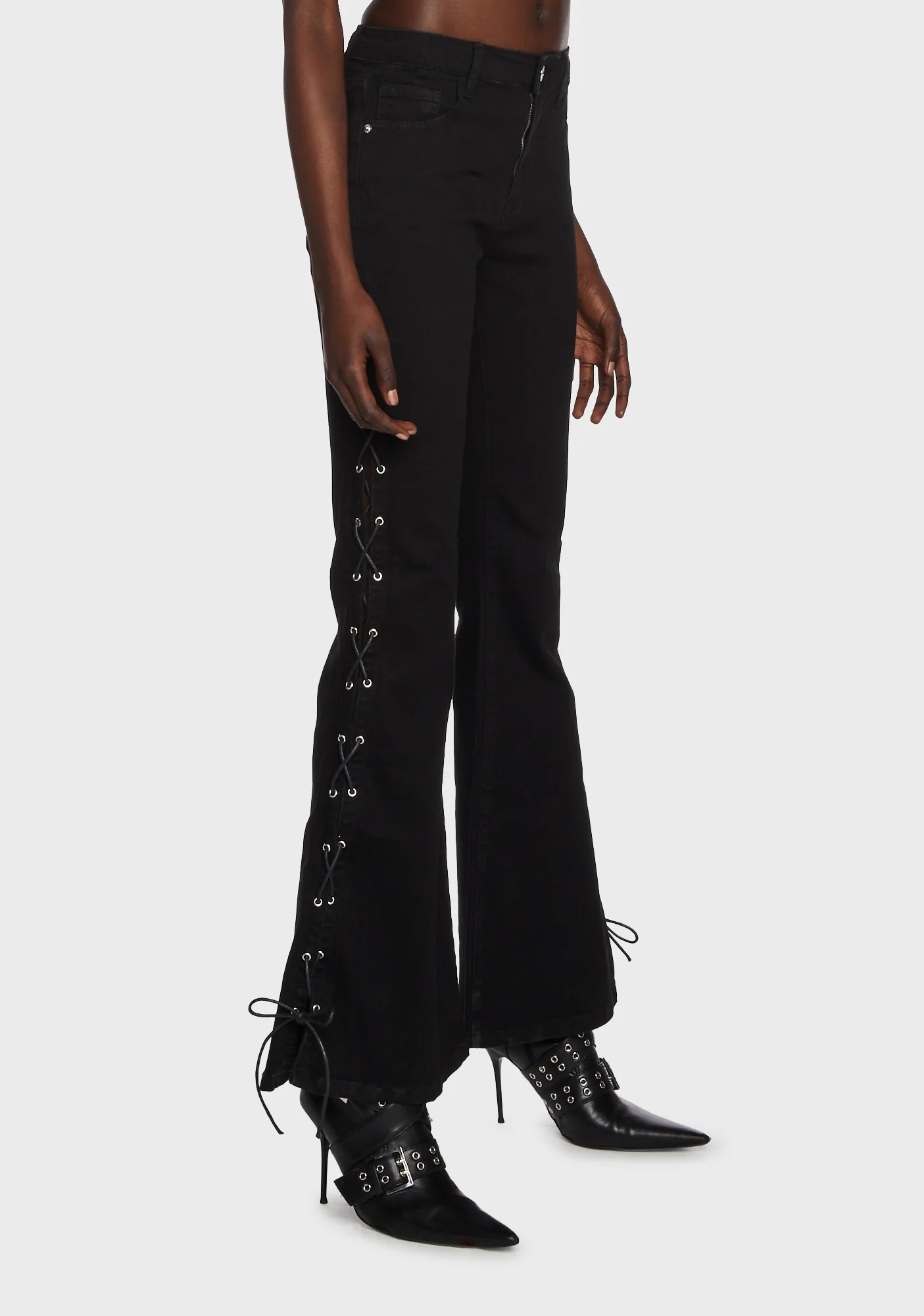 Flared Jeans With Side Ties - Image 3