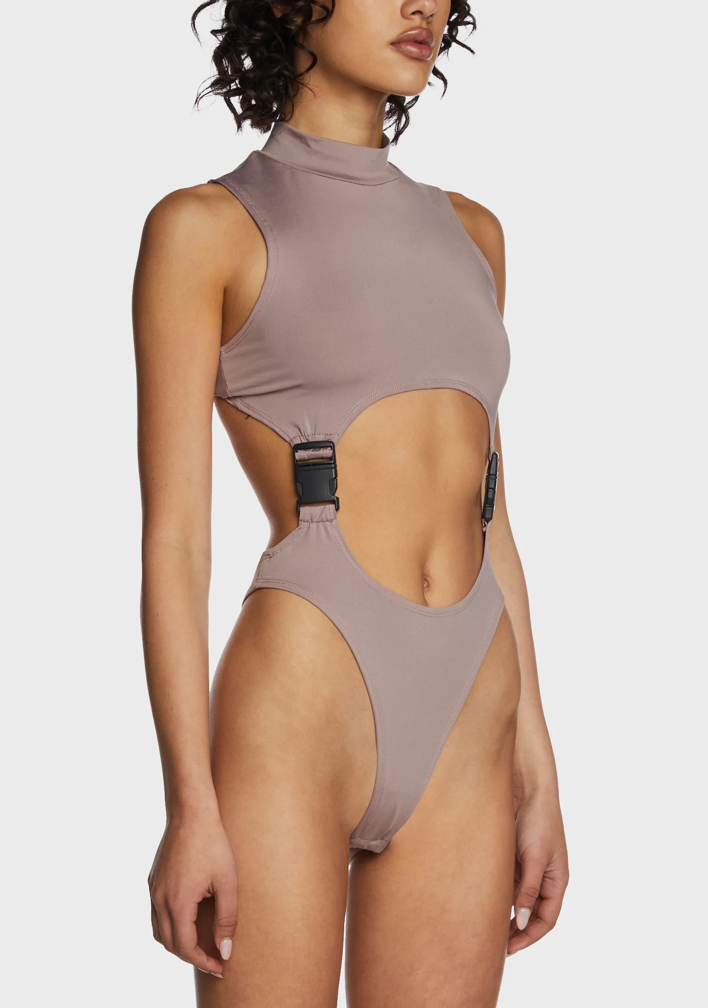 Flash Dancer Cut Out Bodysuit - Brown - Image 5