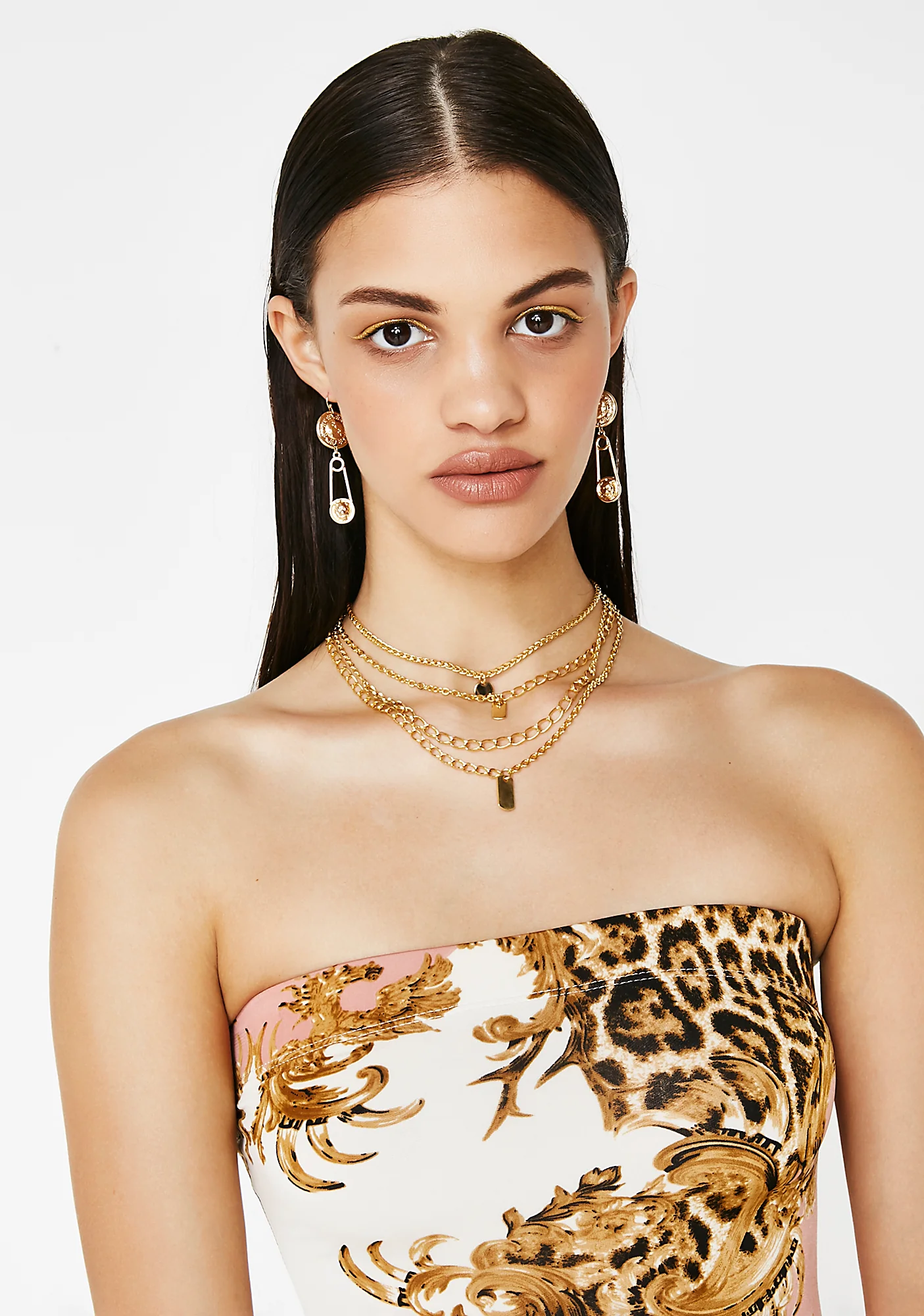 Flashy Gold Layered Necklace - Image 3