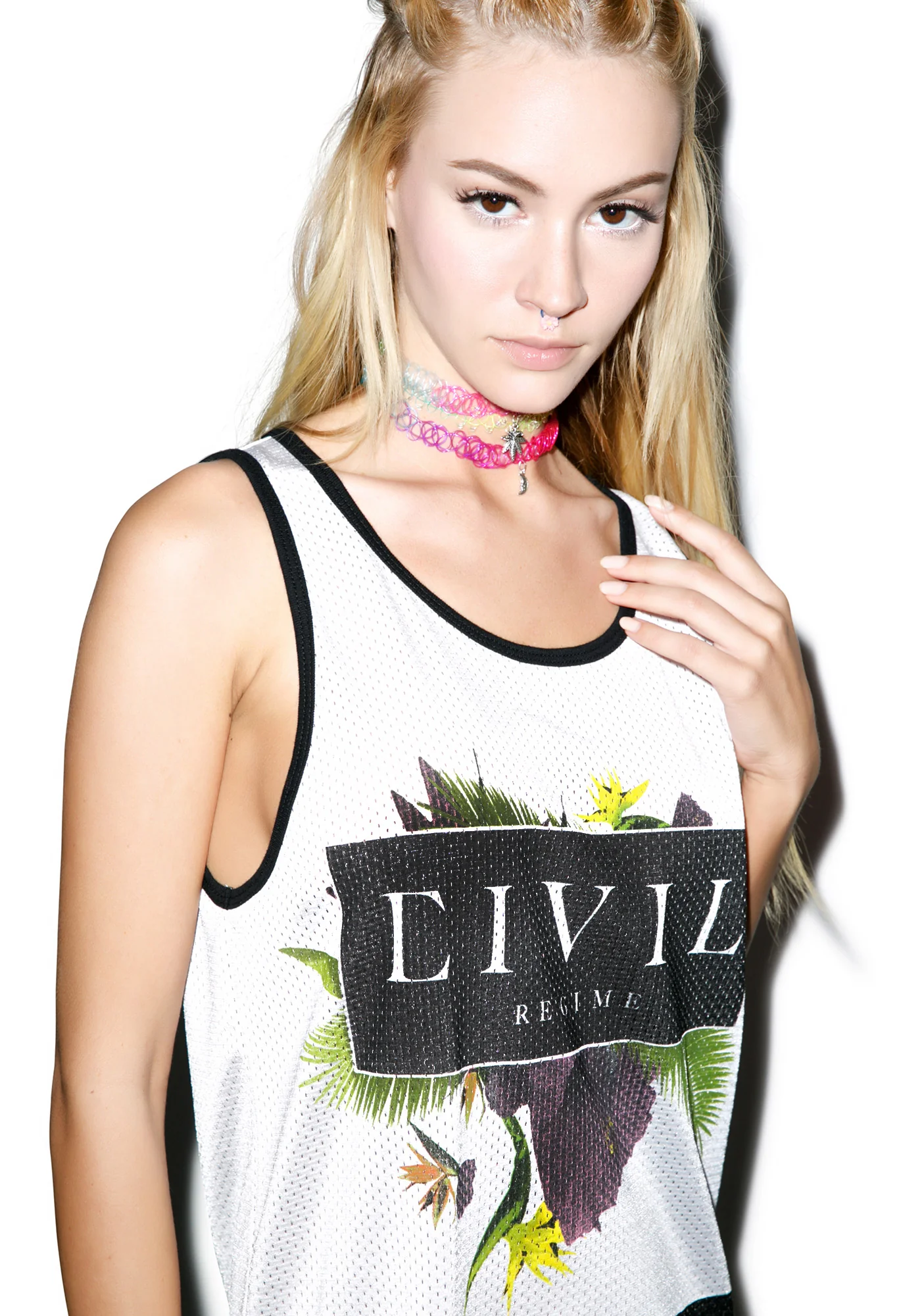 Floral Block Mesh Drop BBall Tank - Image 2