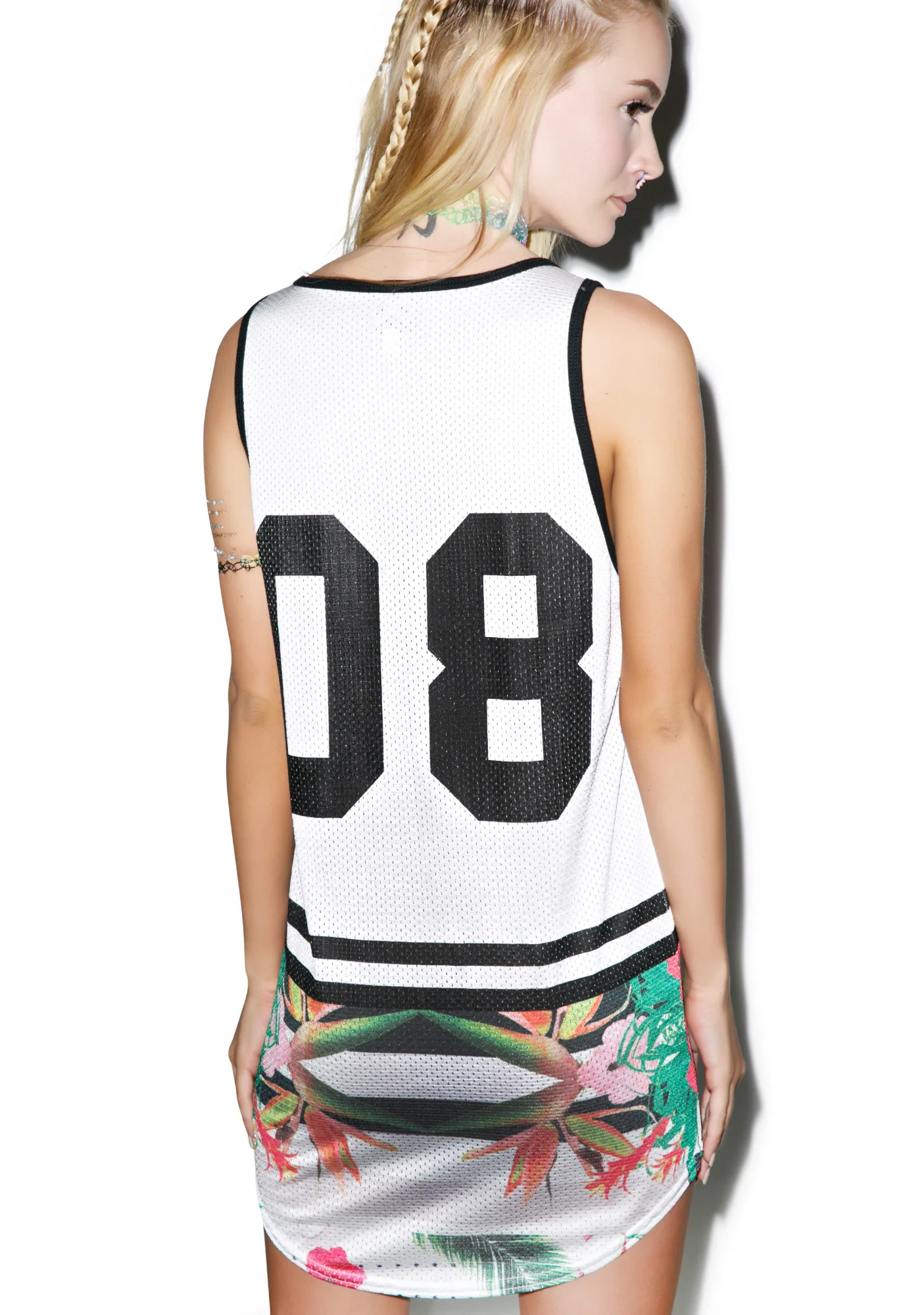 Floral Block Mesh Drop BBall Tank - Image 3