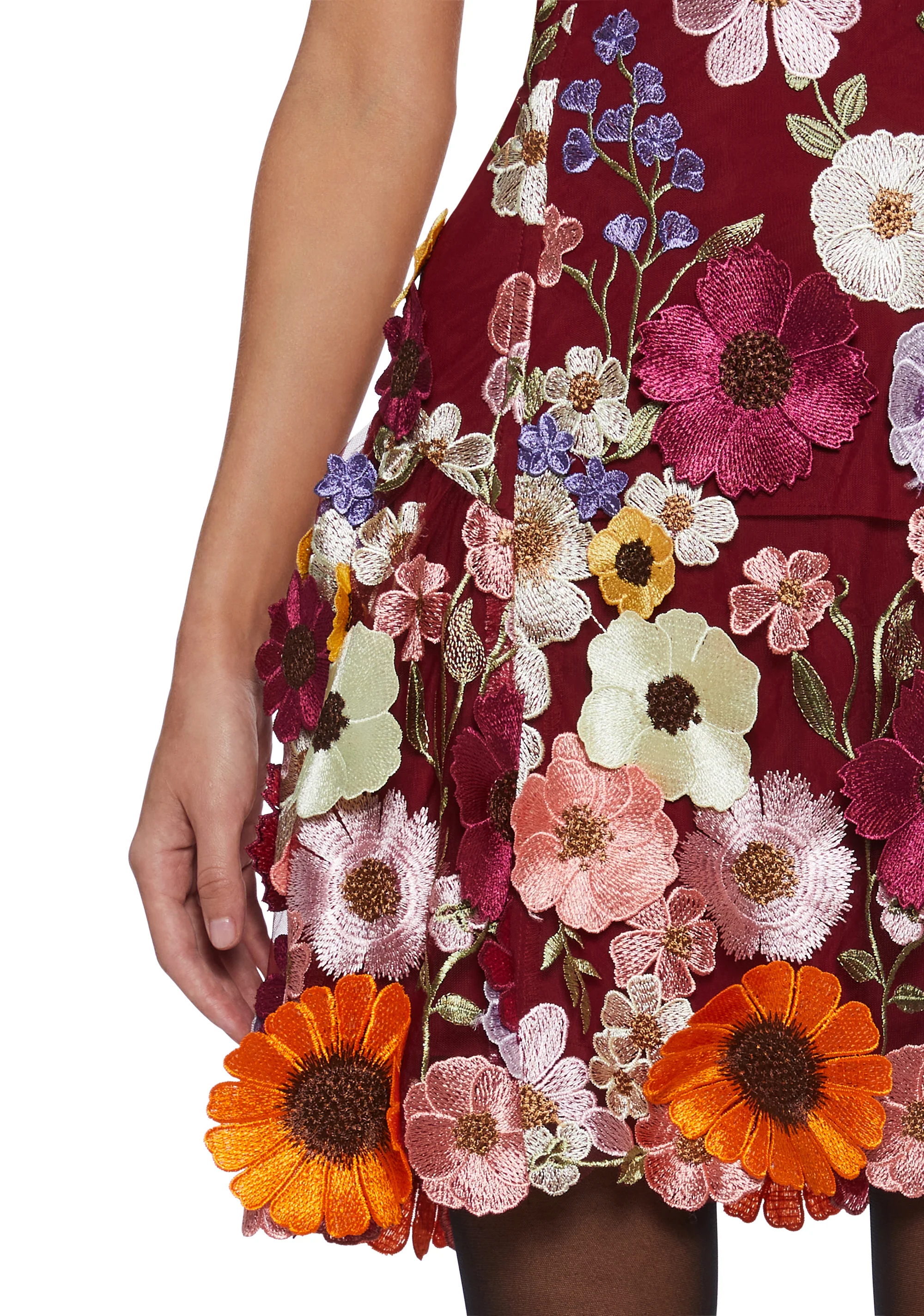 Floral Dreams Mini Dress - Burgundy - Image 5