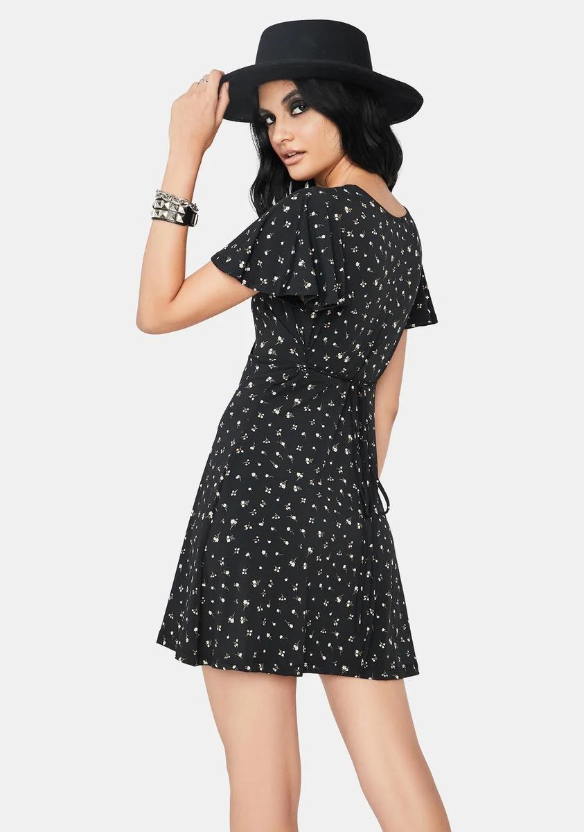 Floral Fiery Wrap Dress - Image 4