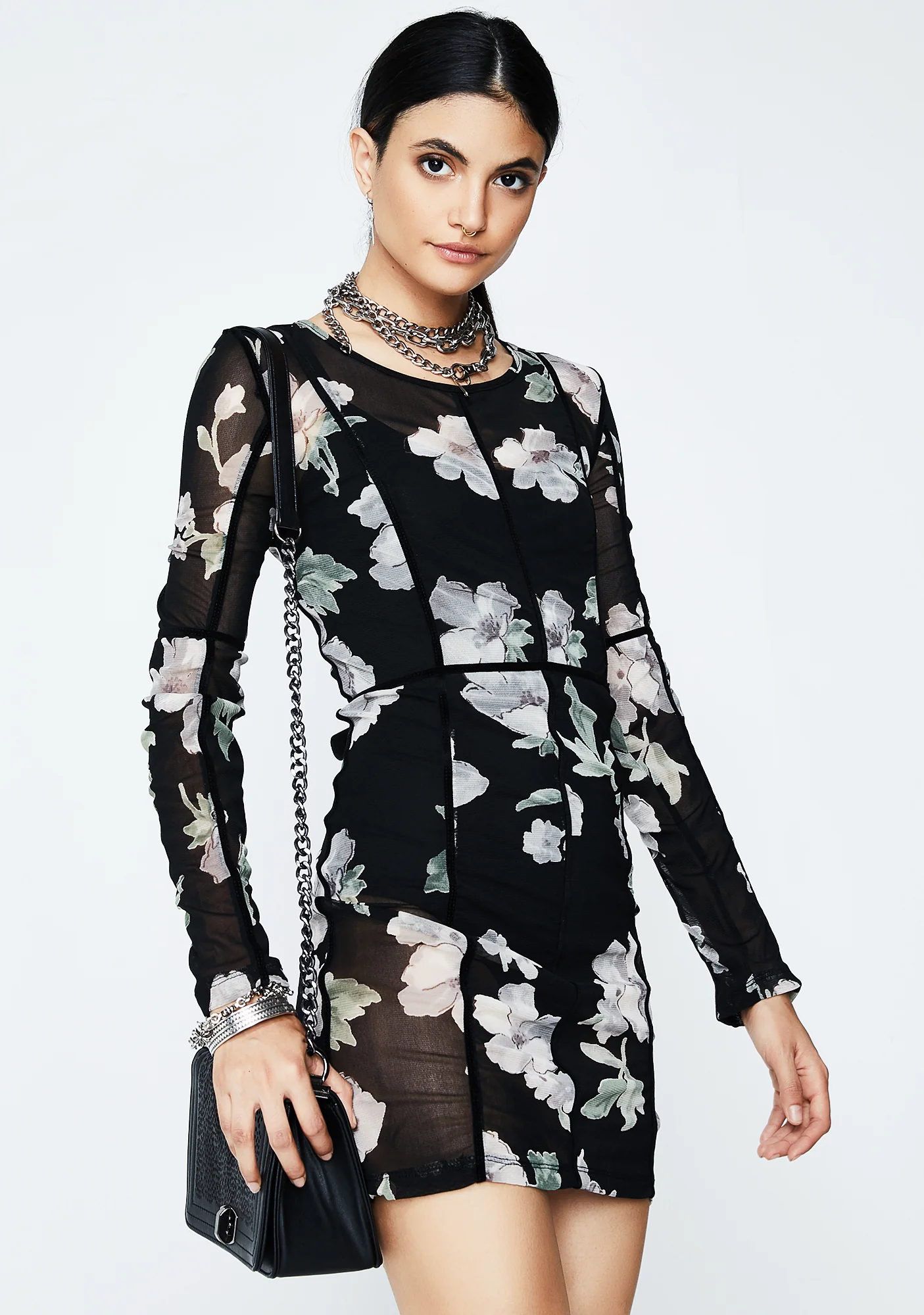 Floral Freeze Frame Sheer Dress - Image 2