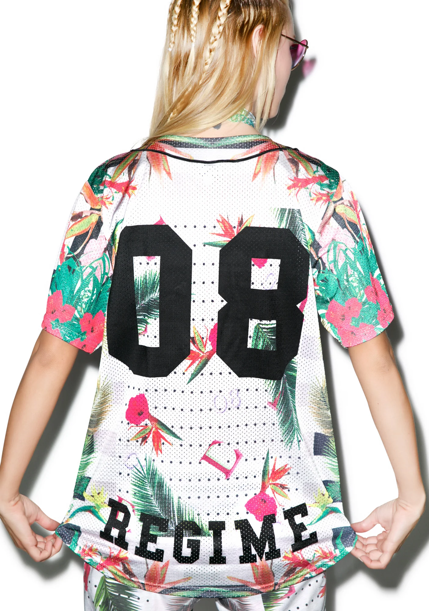 Floral Mesh Baseball Jersey - Image 5