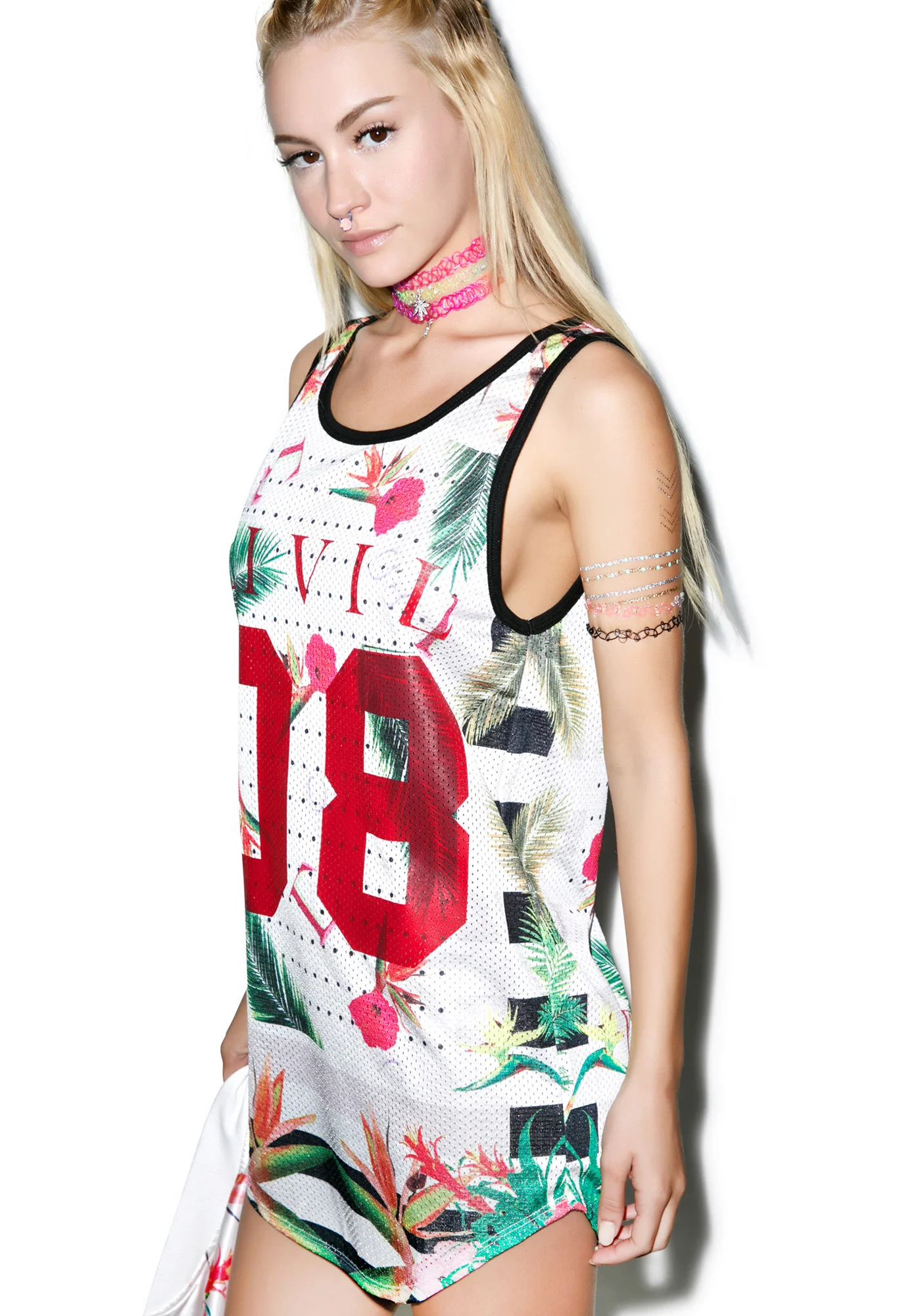 Floral Mesh Drop BBall Tank - Image 3