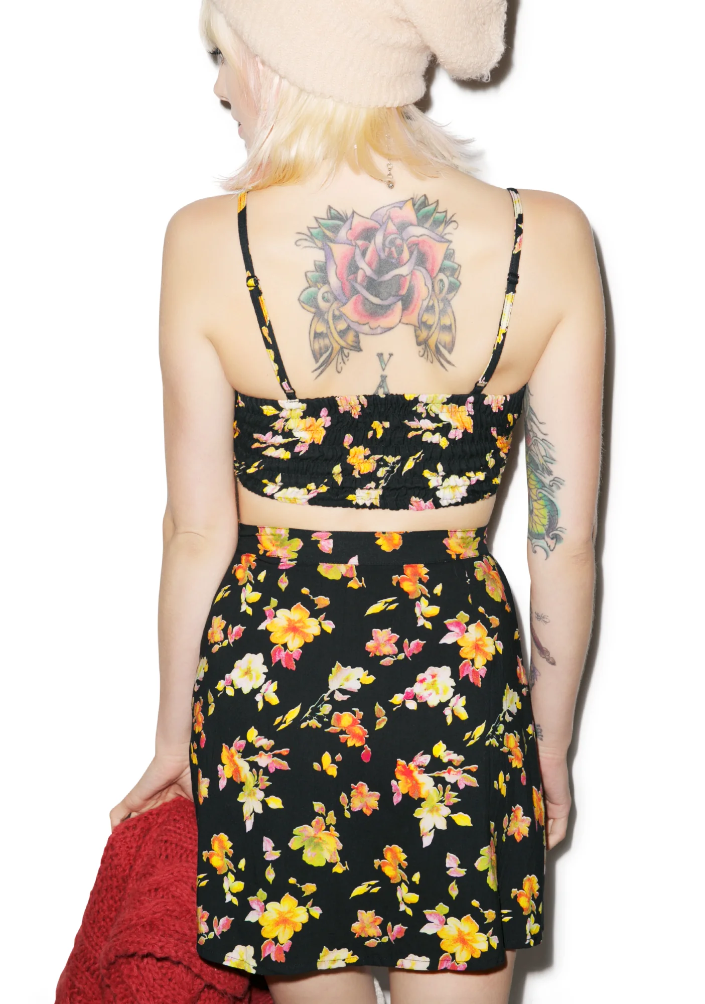 Floral Wrap Button Skirt - Image 2