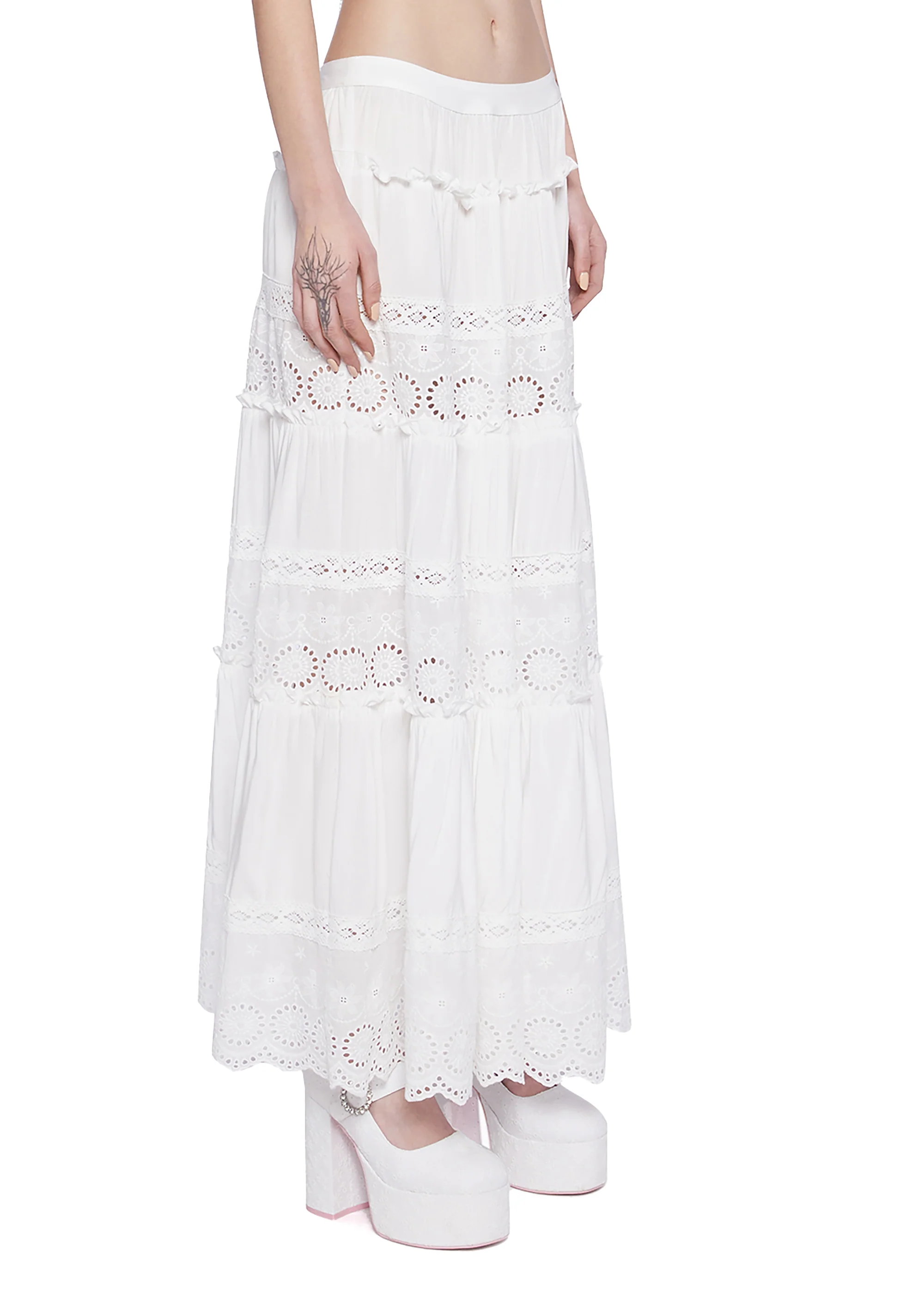 Forest Whimsy Eyelet Maxi Skirt - Image 3