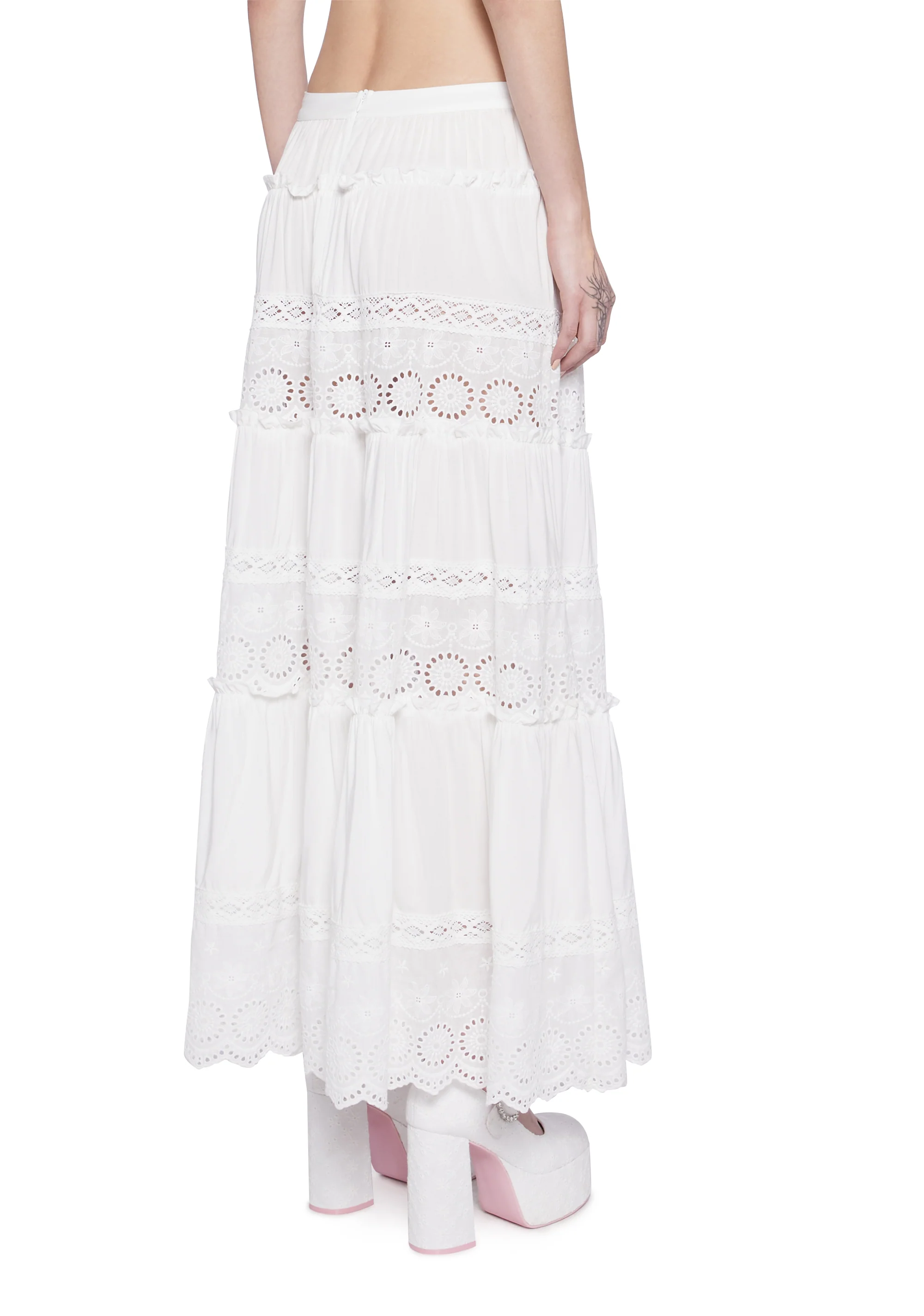Forest Whimsy Eyelet Maxi Skirt - Image 4