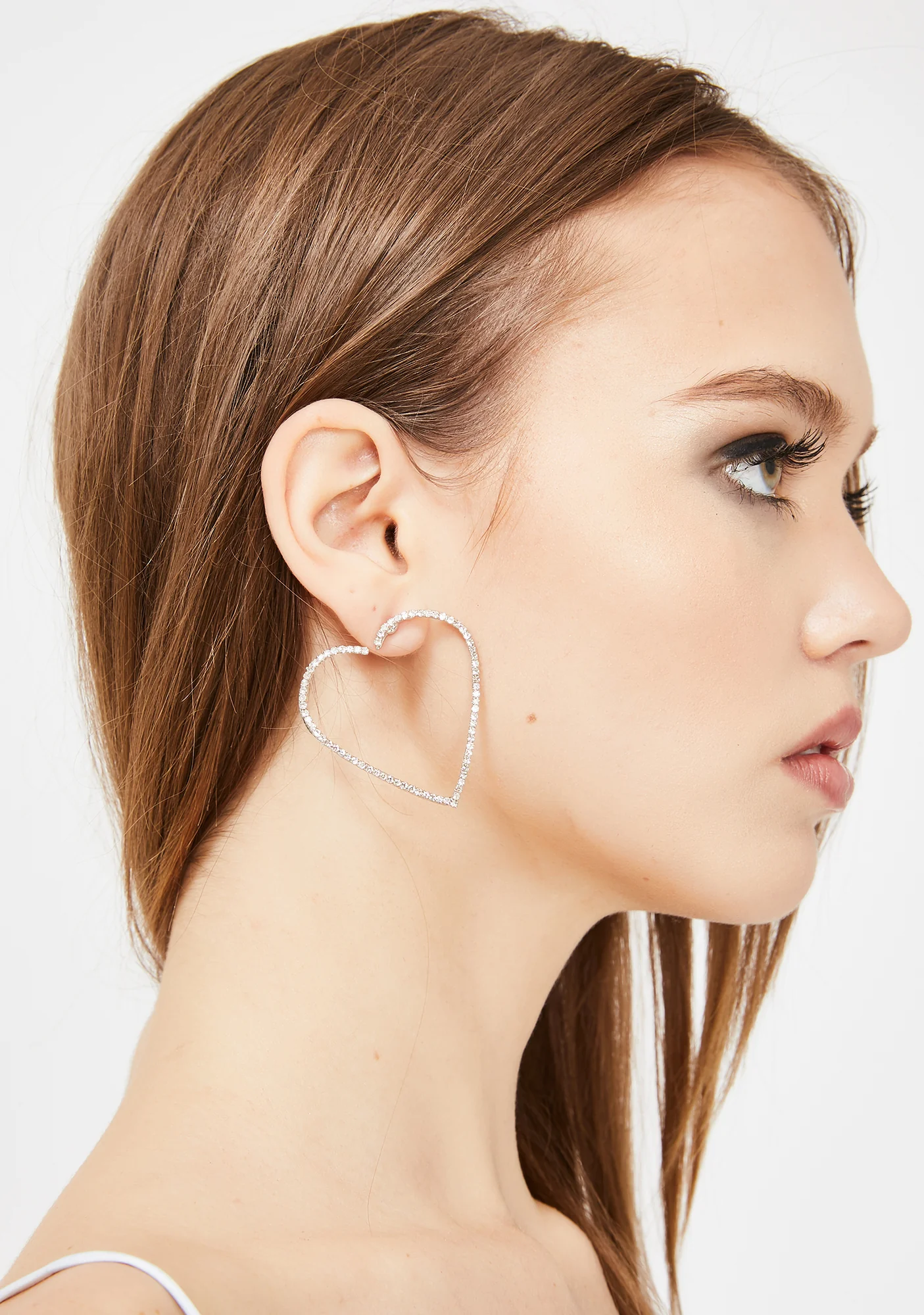 Fragile Heart Rhinestone Earrings - Image 2