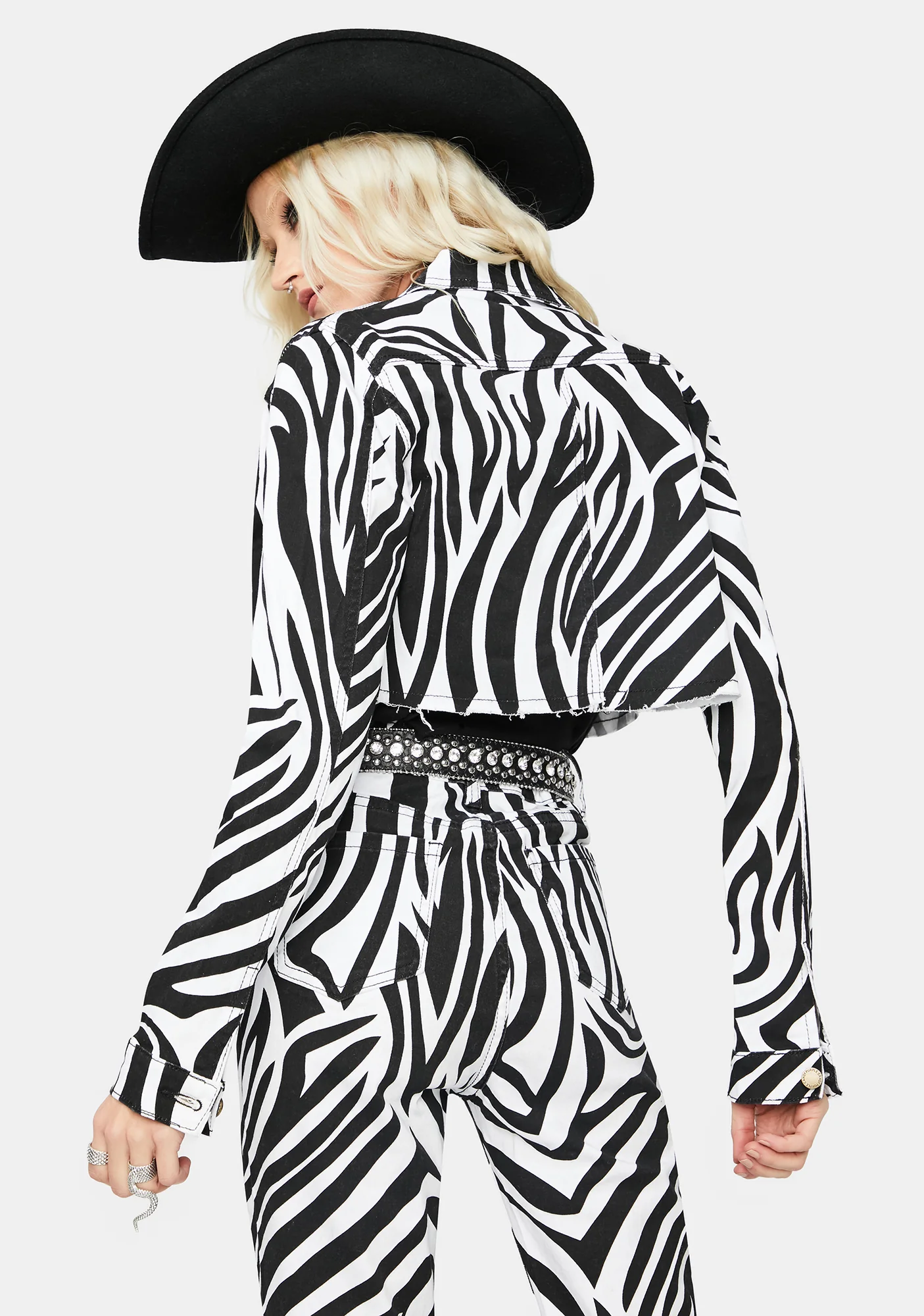 Free To Roam Zebra Print Denim Jacket - Image 4