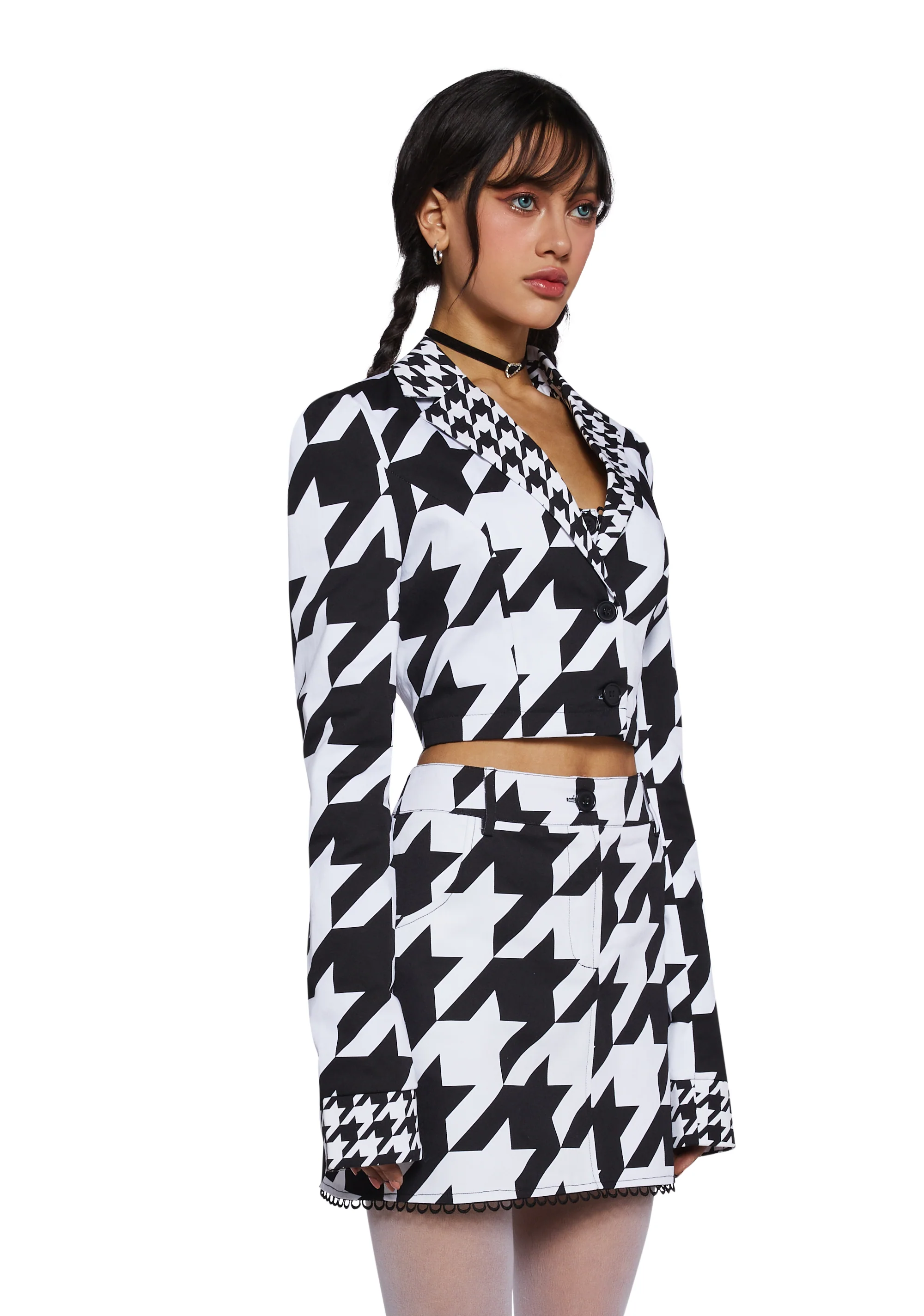 Friendly Fashionista Cropped Blazer - Black/White - Image 3