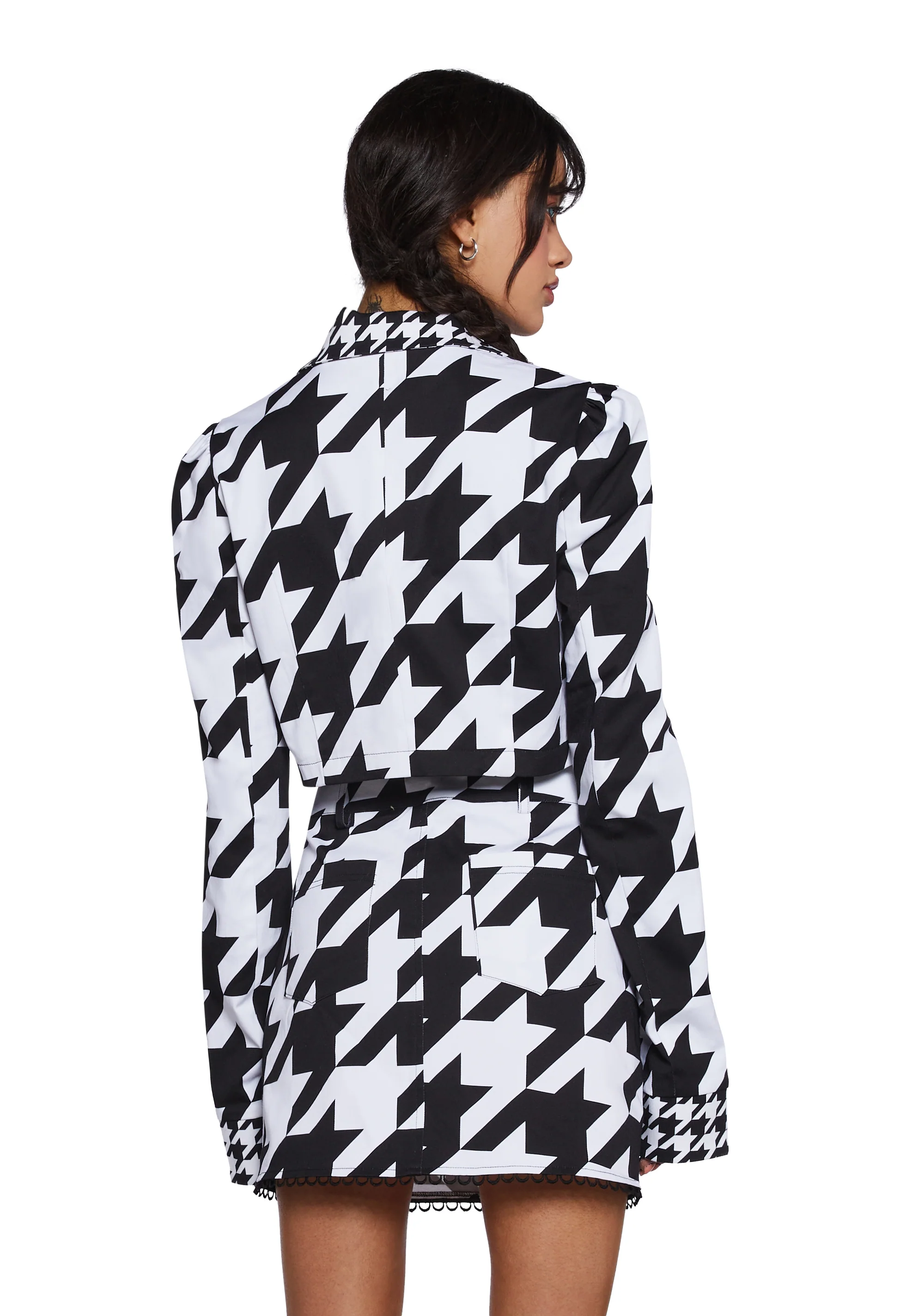 Friendly Fashionista Cropped Blazer - Black/White - Image 4