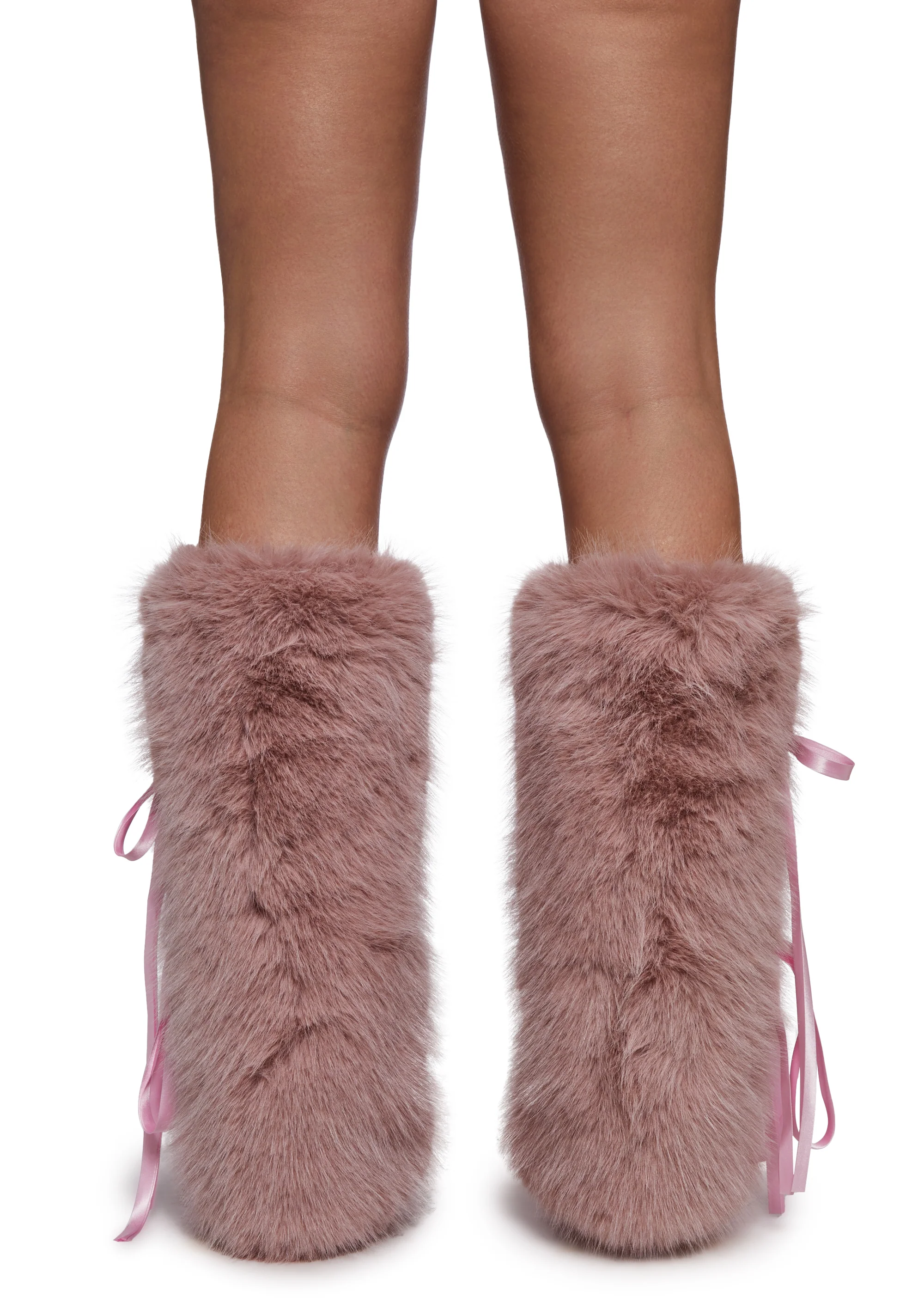 Midnight Muse Bow Faux Fur Warmers - Pink - Image 2