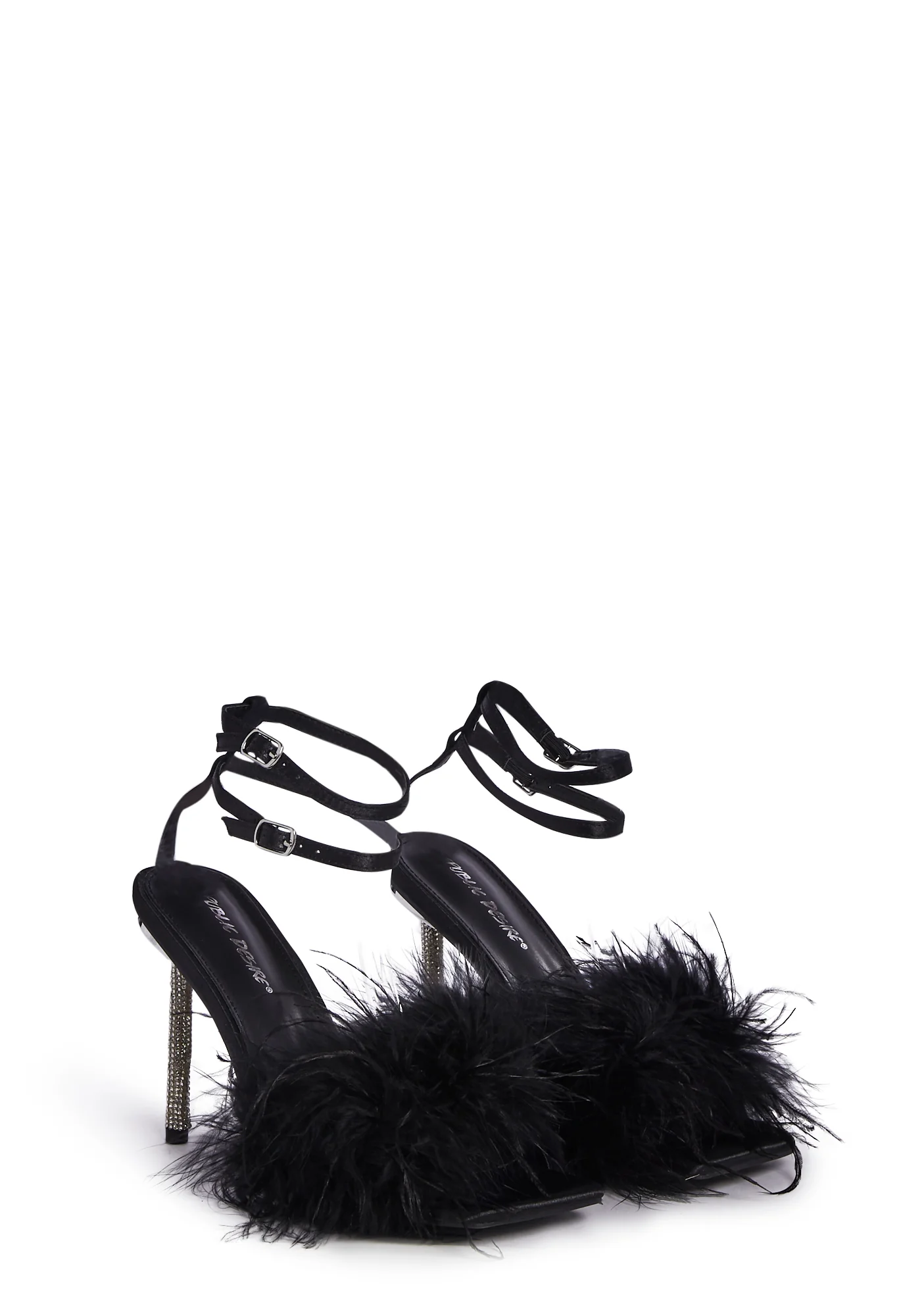 Fuzz Peep Toe Heels- Black - Image 3