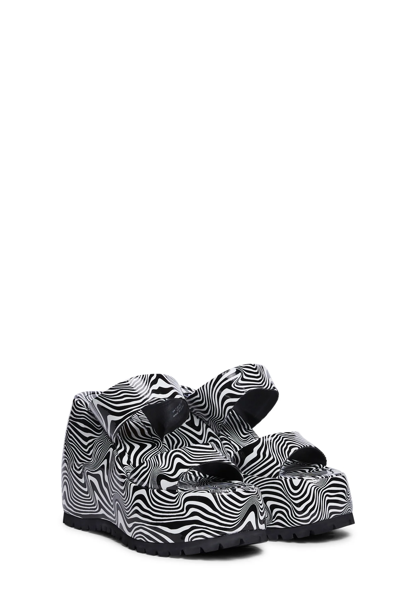 Gabriella Platform Wedge Mules - Black/White - Image 3