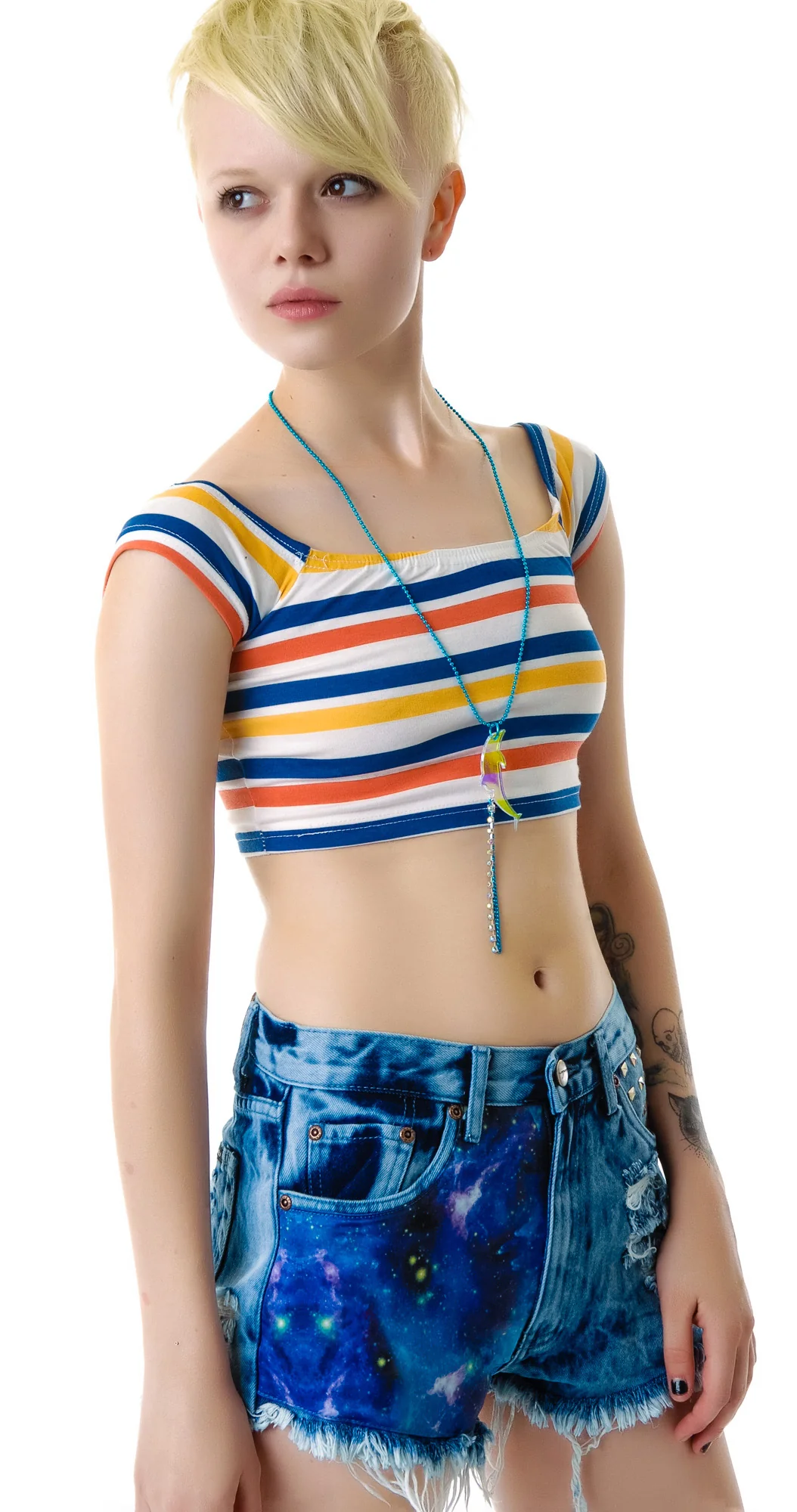 Galaxy Studded Denim Shorts - Image 5