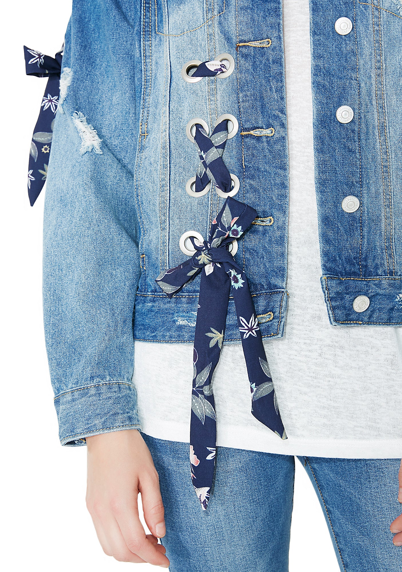 Garden Variety Lace-Up Denim Jacket - Image 2
