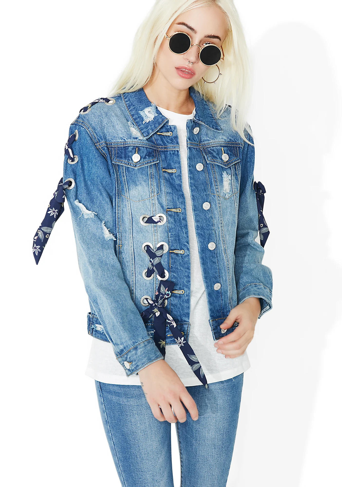 Garden Variety Lace-Up Denim Jacket - Image 5