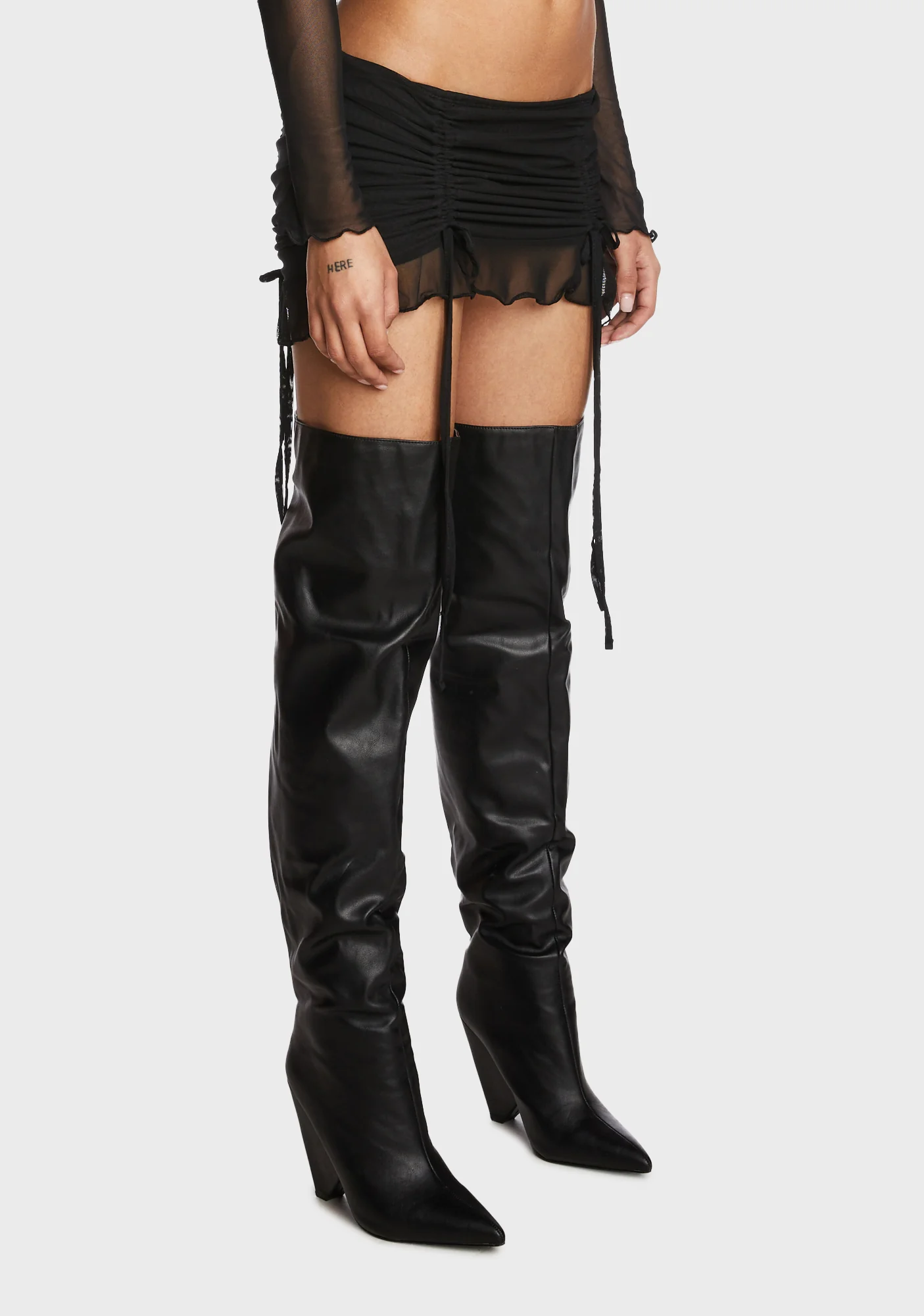 Gathered Mesh Mini Skirt - Image 3