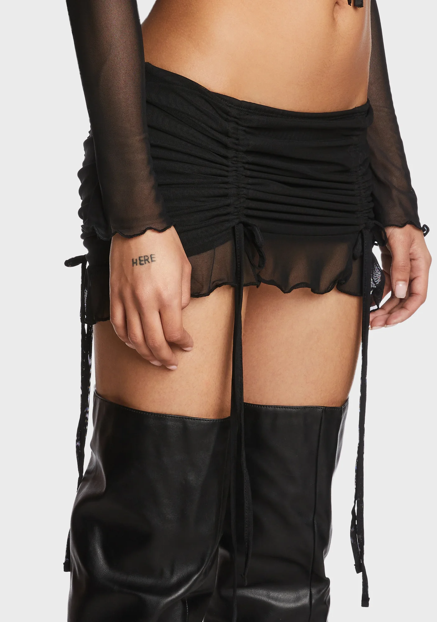 Gathered Mesh Mini Skirt - Image 5
