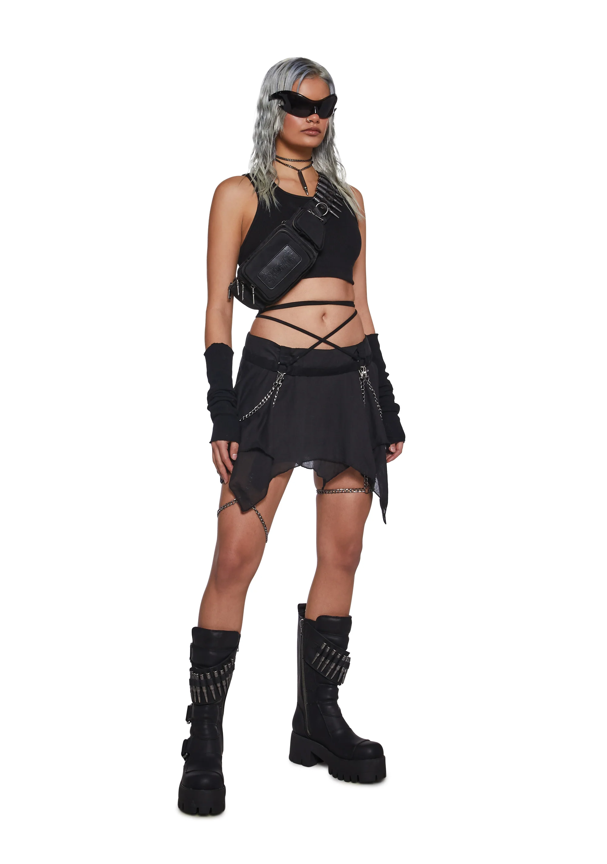 Warp Mini Skirt With Leg Chains - Image 2