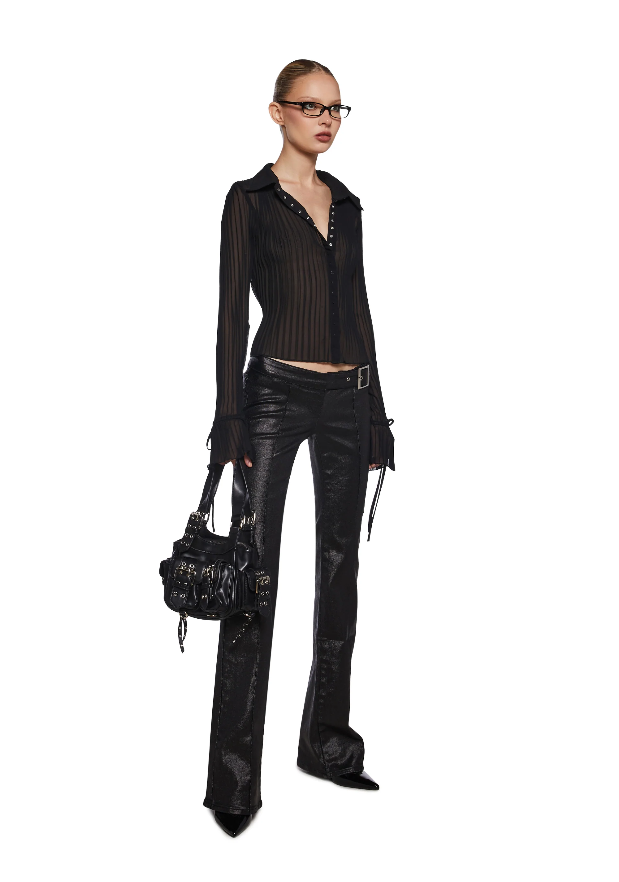 Gia Coated Denim Flare Jeans - Image 2