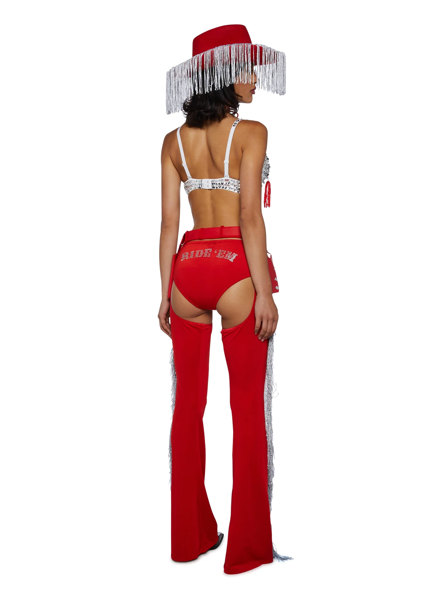 Giddy Up Rhinestone Cowgirl Costume - Red - Image 4