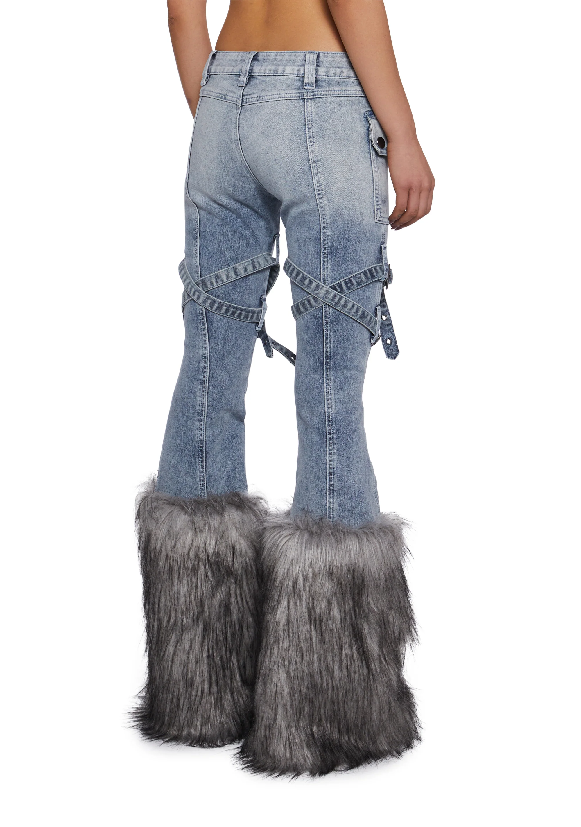 Gigi Faux Fur Denim Jeans - Image 4