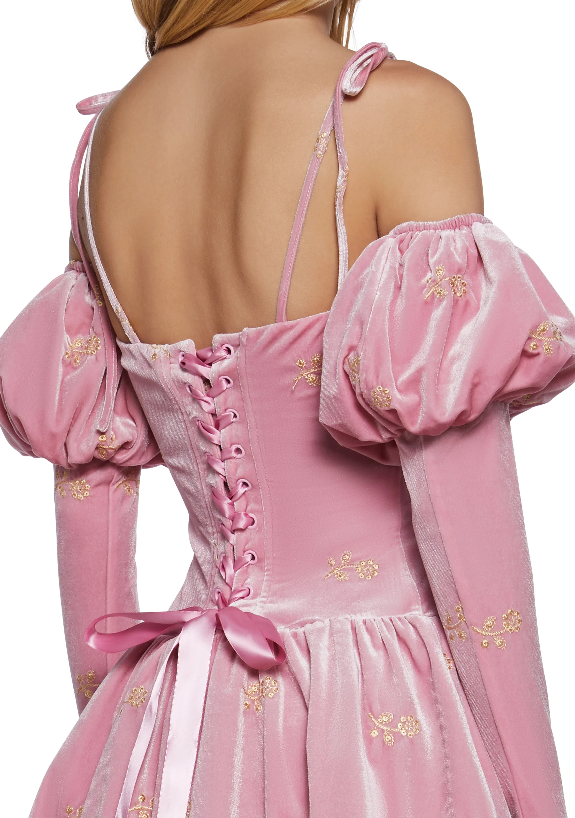 Gilded Romance Velvet Dress And Gloves Set - Image 5