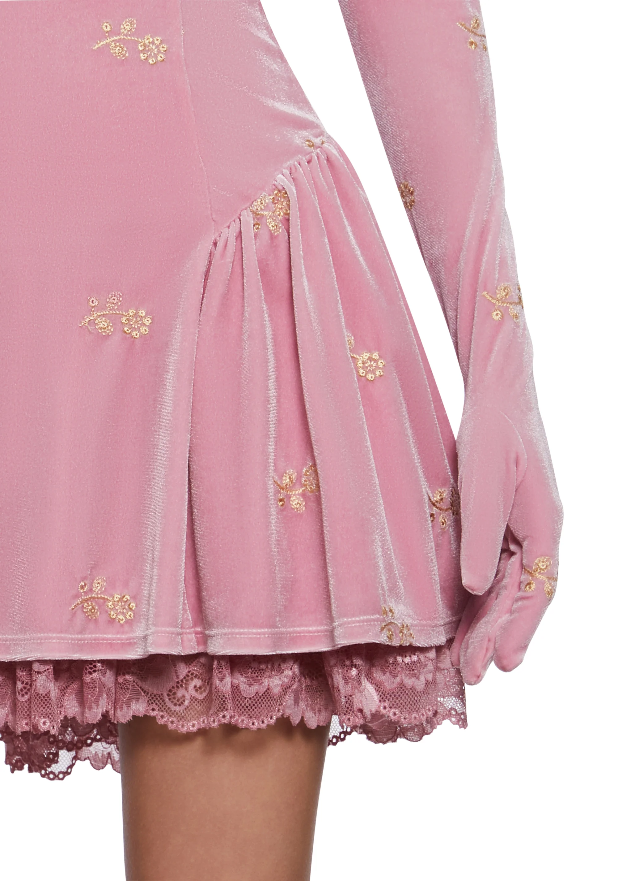 Gilded Romance Velvet Dress And Gloves Set - Image 6
