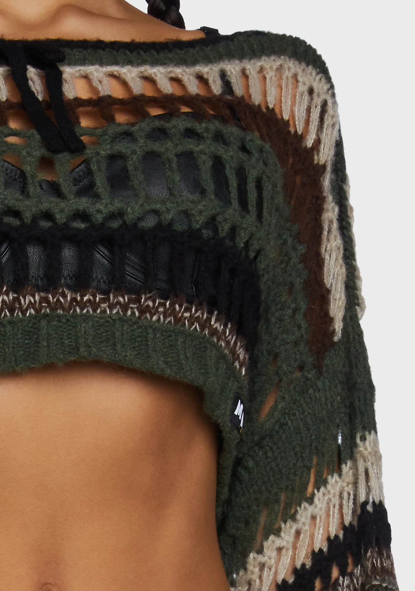 Giselle Extreme Cropped Sweater - Green - Image 2