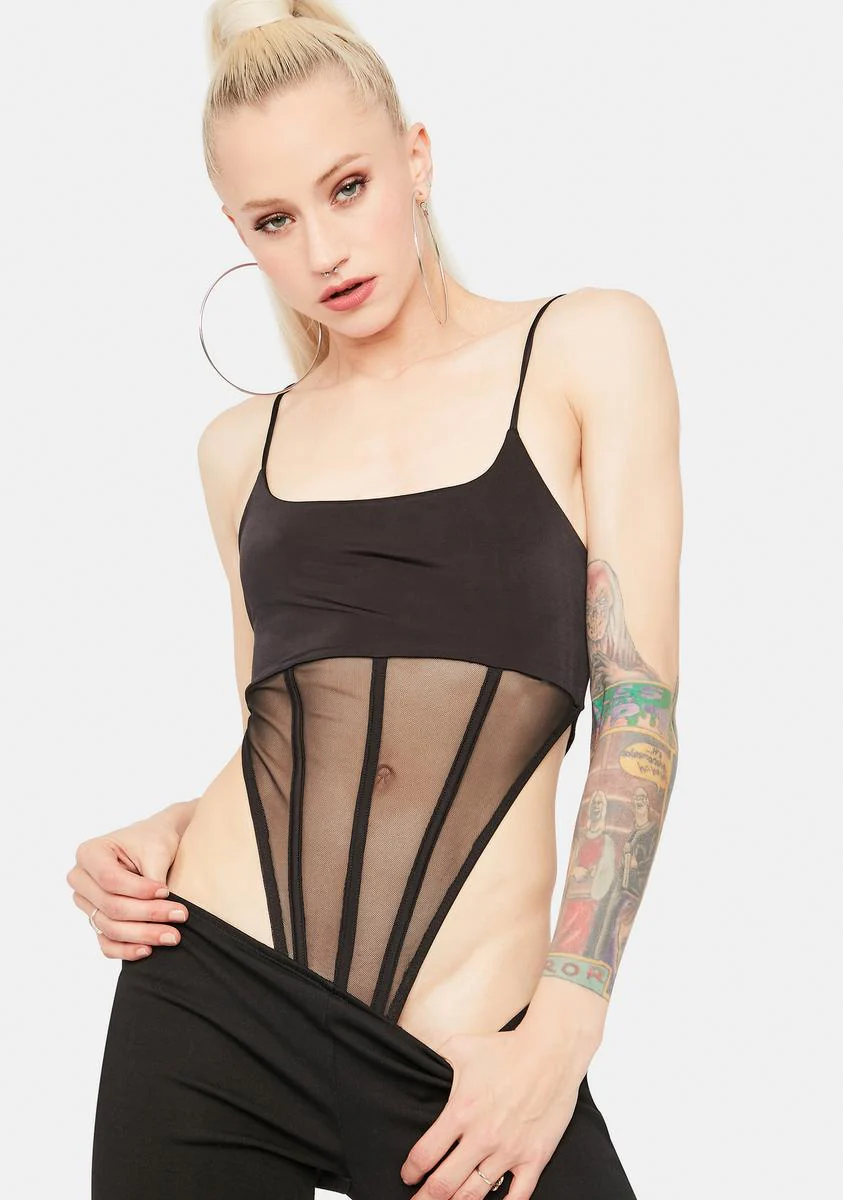 Give Me Time Paneled Mesh Bodysuit