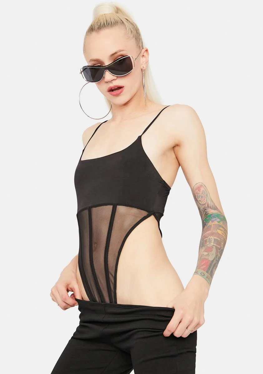 Give Me Time Paneled Mesh Bodysuit - Image 2