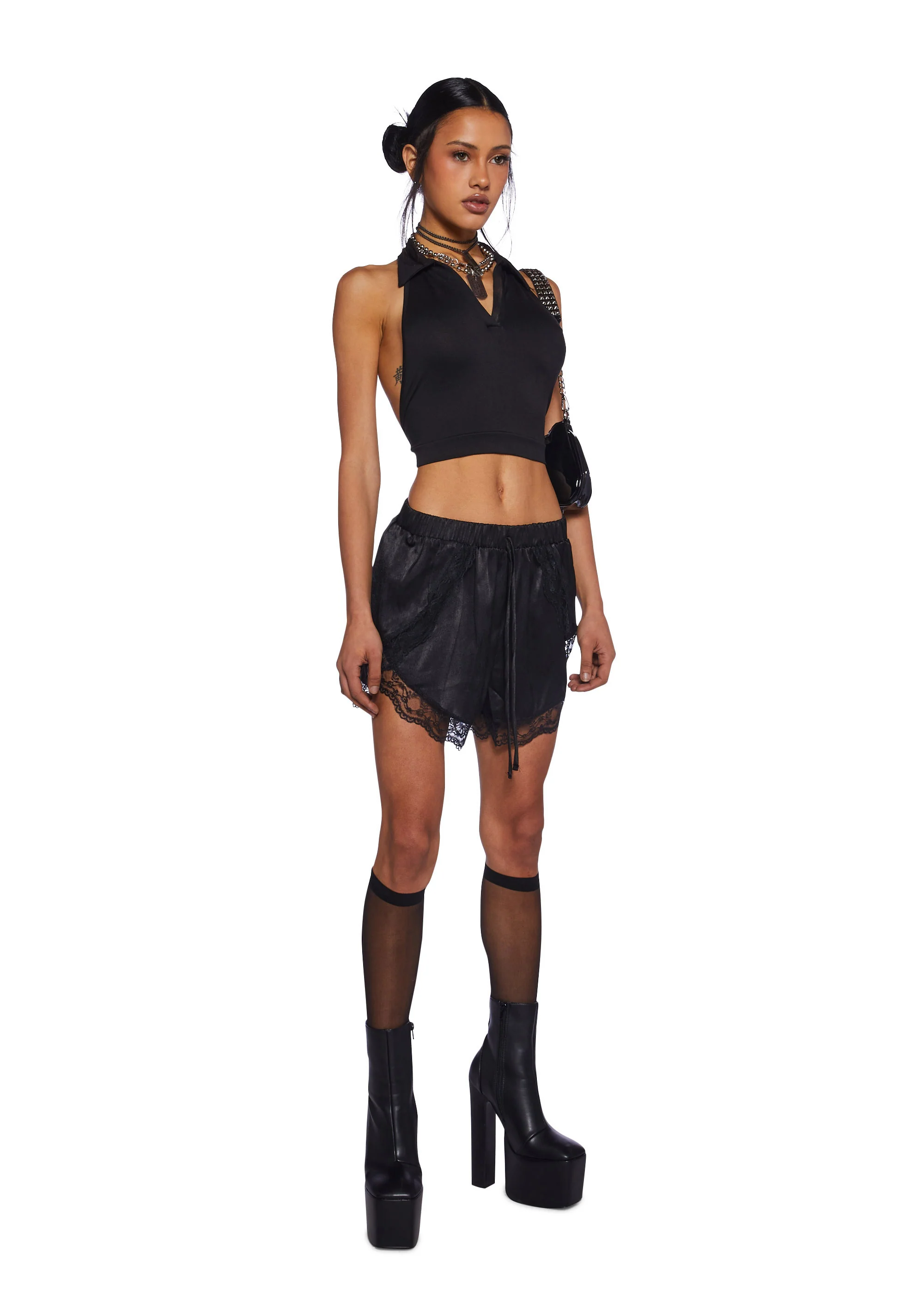 Give Me Up Lace Shorts - Black - Image 3