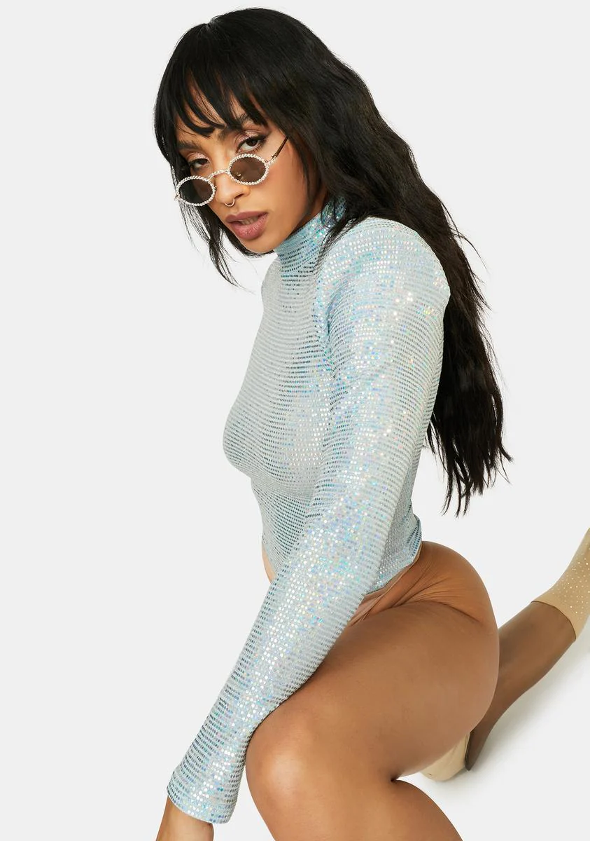 Goddess Glow Mock Neck Sparkle Top - Image 2