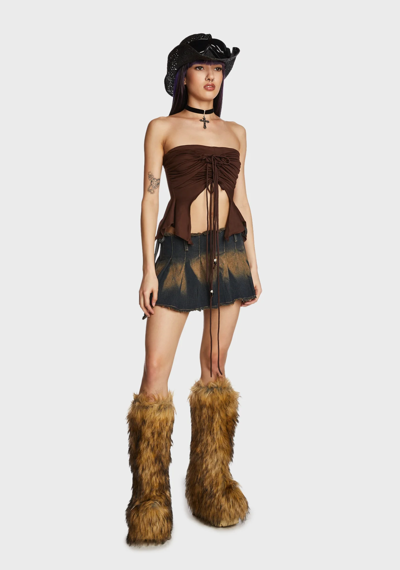 Going Mainstream Crop Top - Brown - Image 3
