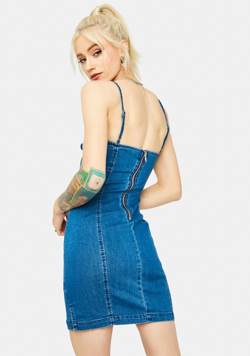 Going Swimmingly Bodycon Denim Mini Dress - Image 4