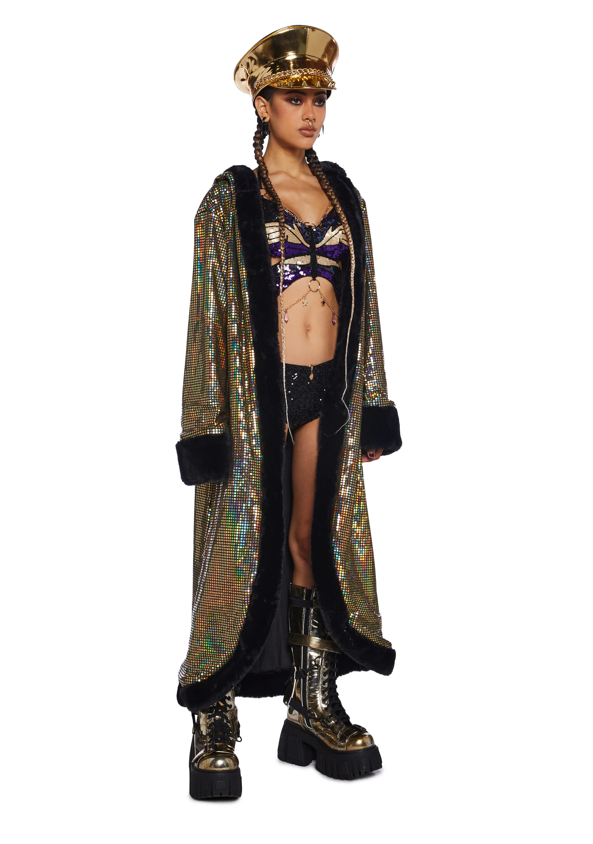 Gold Disco Fusion Hooded Duster - Image 3
