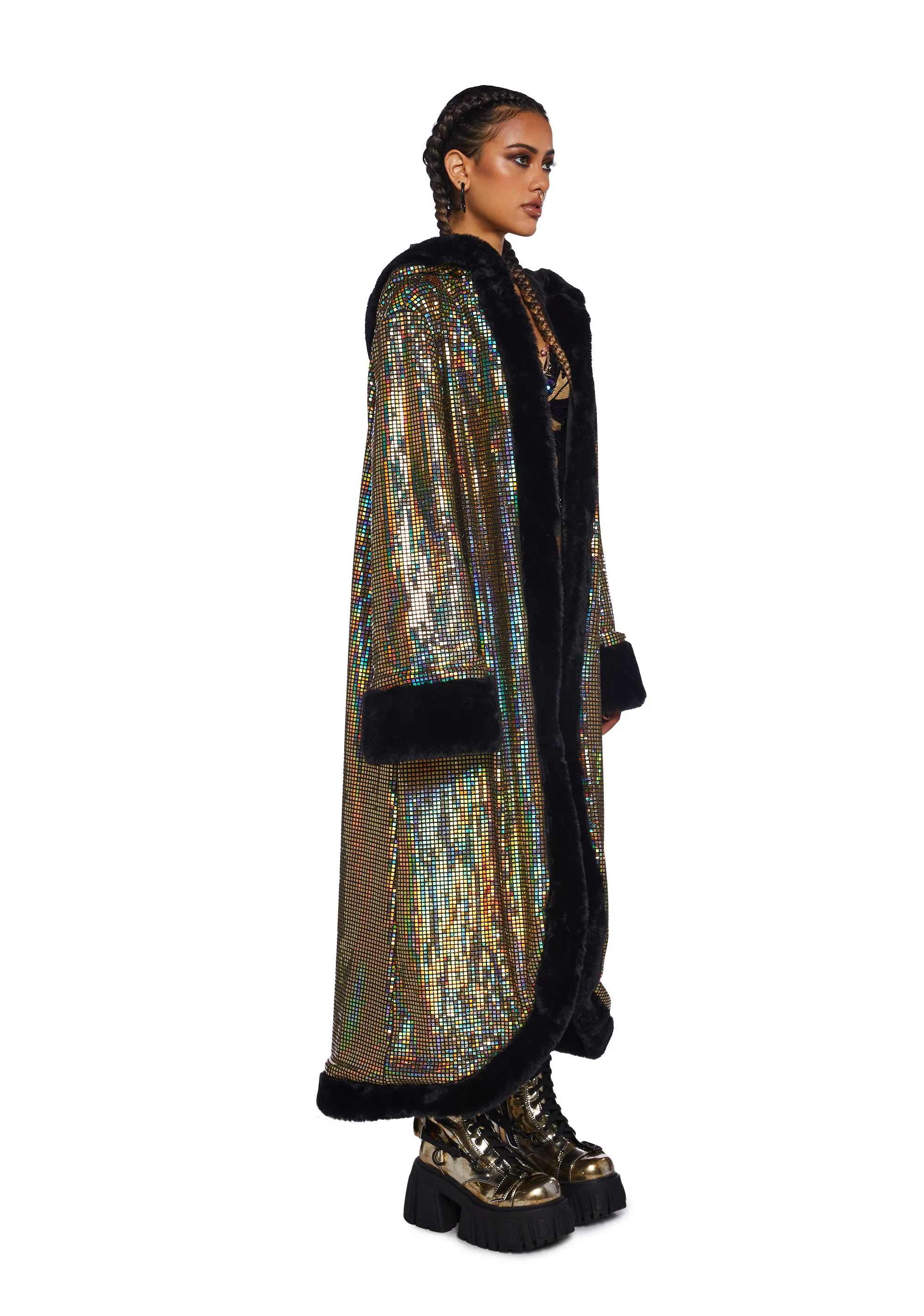 Gold Disco Fusion Hooded Duster - Image 4