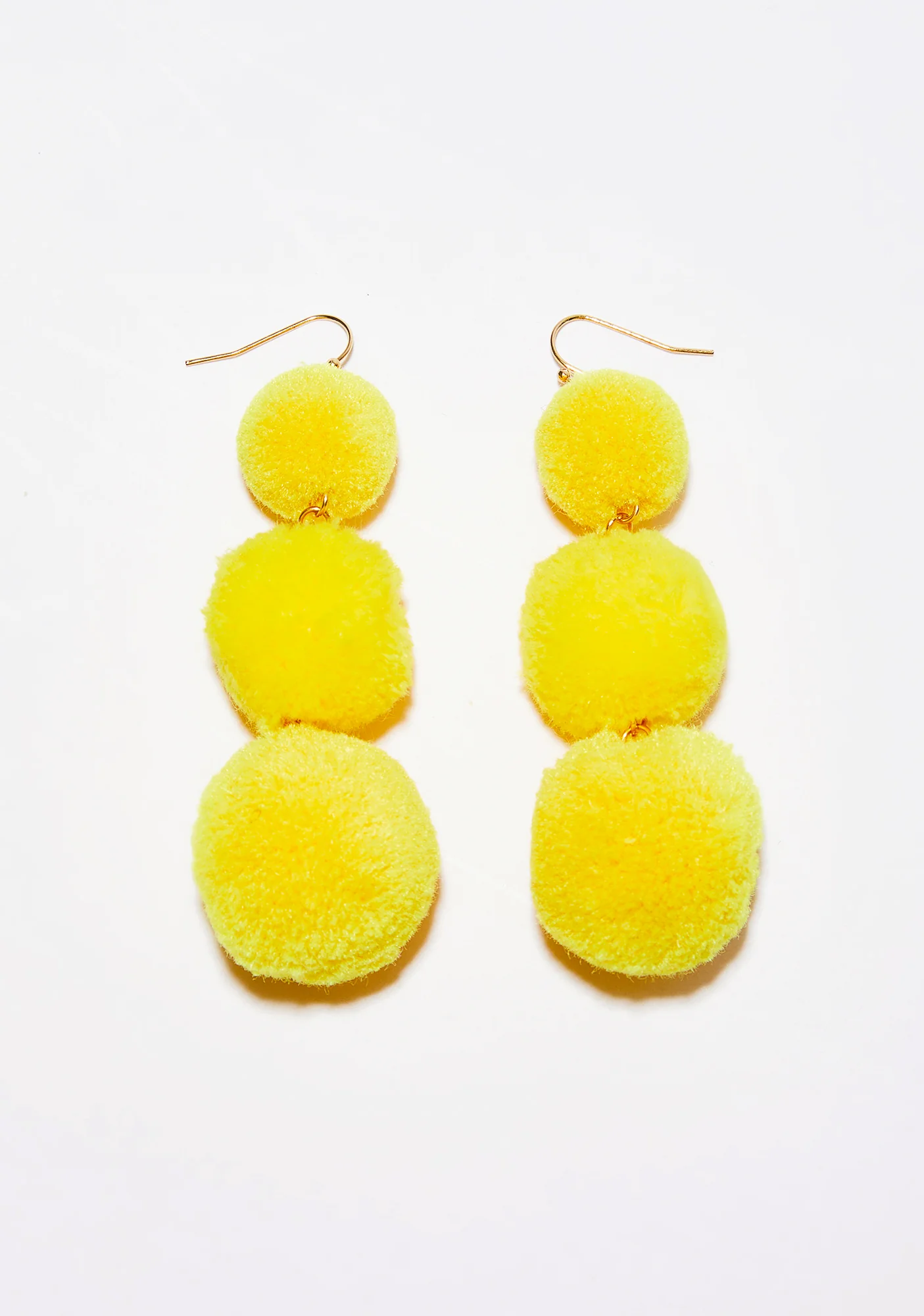 Golden Lil' Fluff Ball Earrings - Image 2