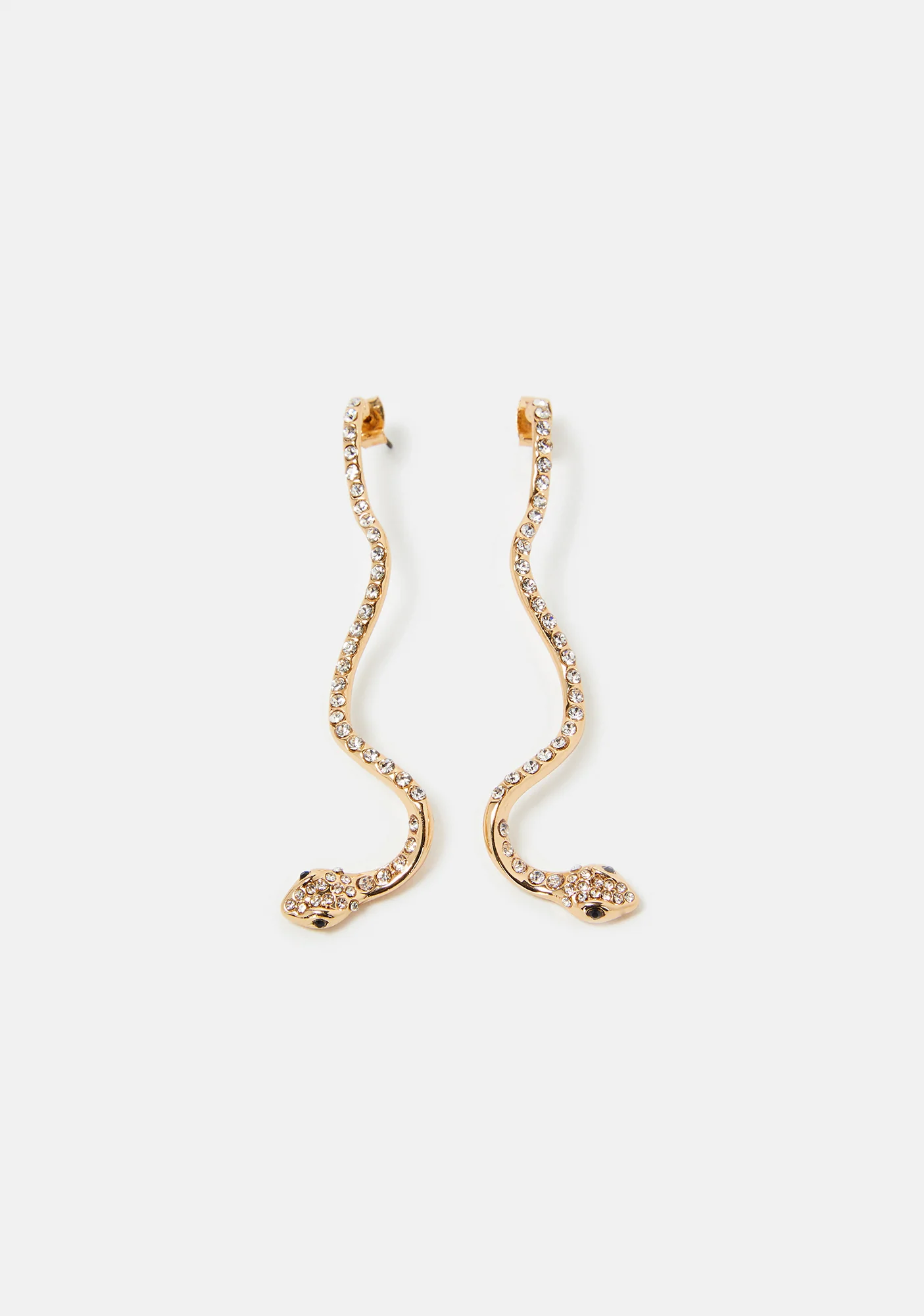 Golden Vixen Venom Rhinestone Snake Earrings - Image 2