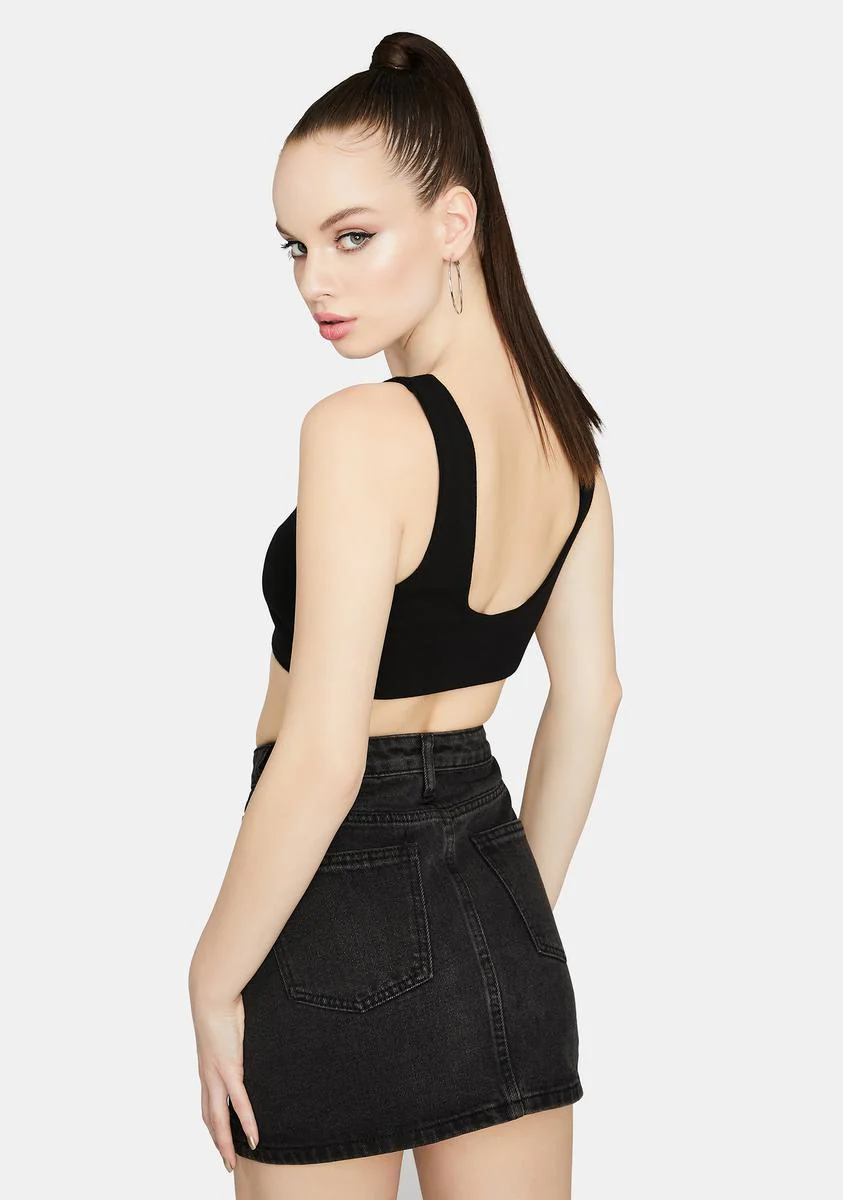 Got A Reputation Rhinestone Denim Mini Skirt - Image 4