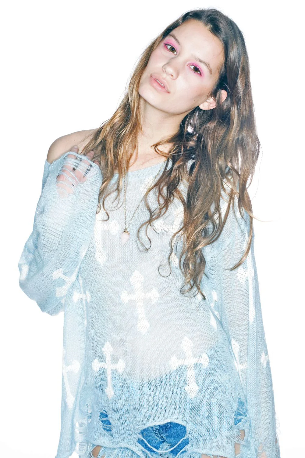 Gothic Cowgirl Lennon Sweater - Light Blue - Image 3