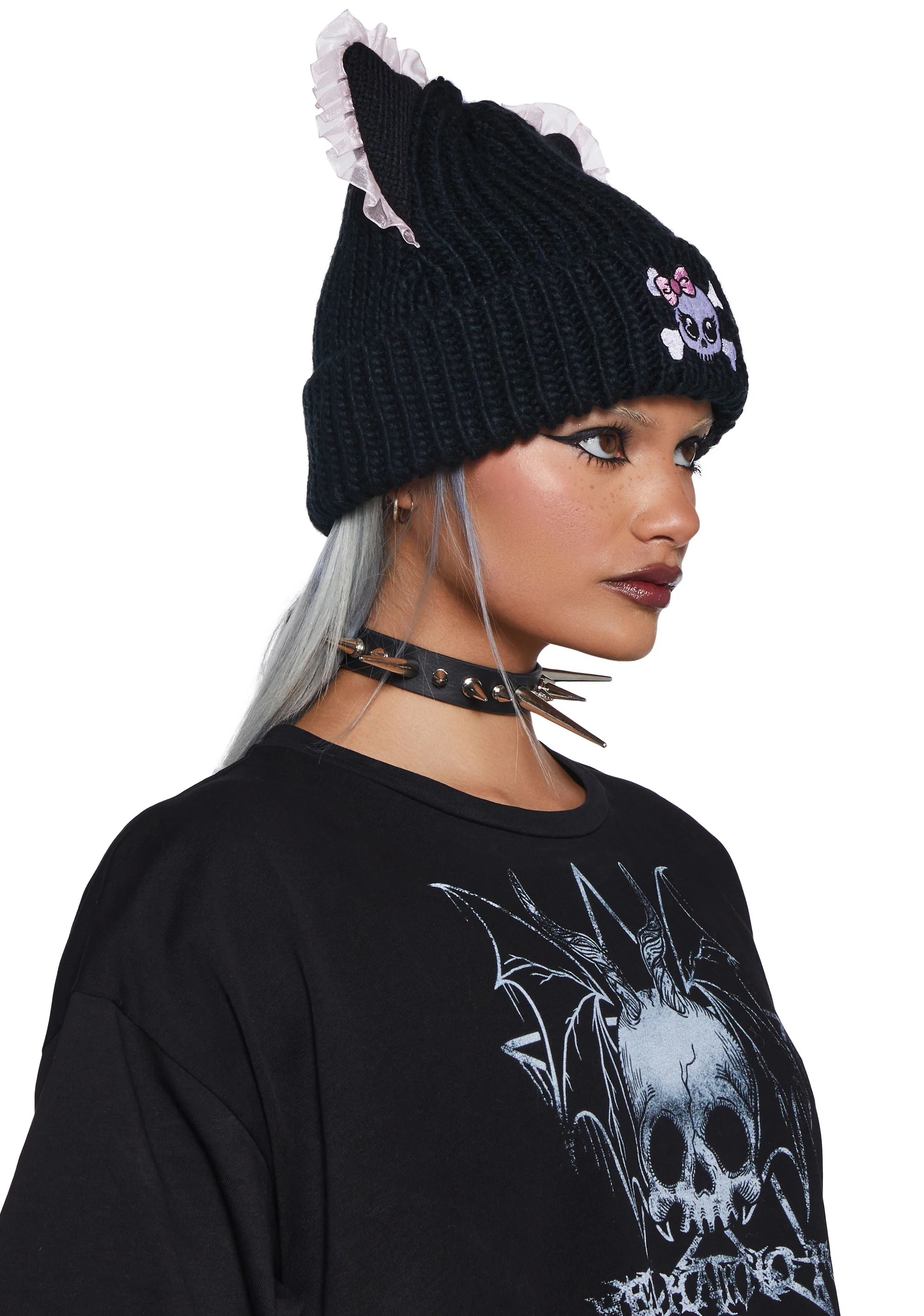 Gothic Kitty Knit Beanie - Image 2