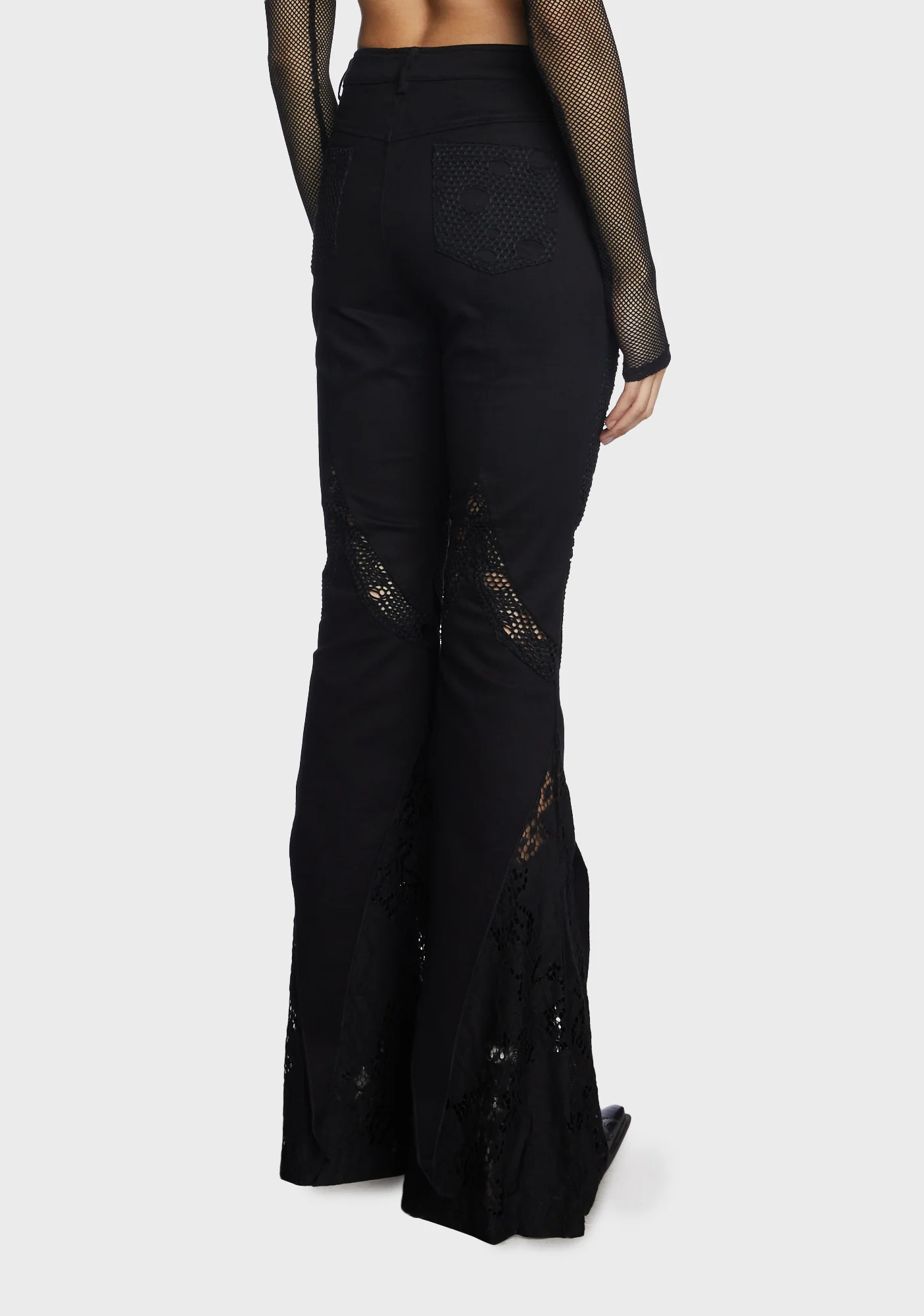 Gothic Lace Splice Flared Pants - Image 3