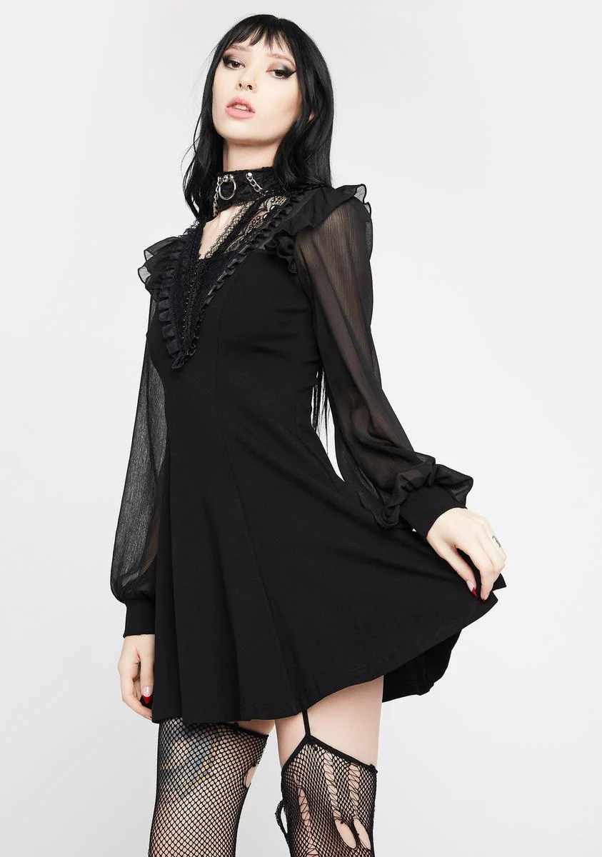 Gothic Mesh Sleeve Dress - Image 2